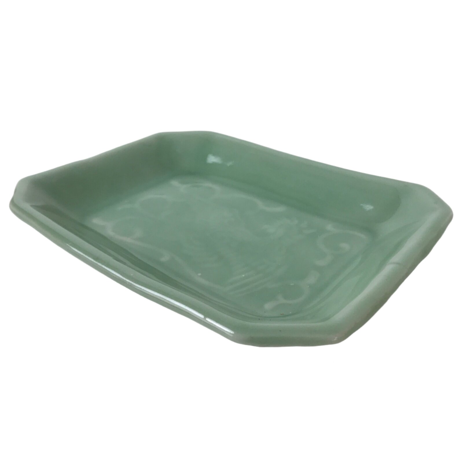 Antique Japanese Ceramic Small Plate Kozara Pottery Celadon Ho-Oh Green Y283