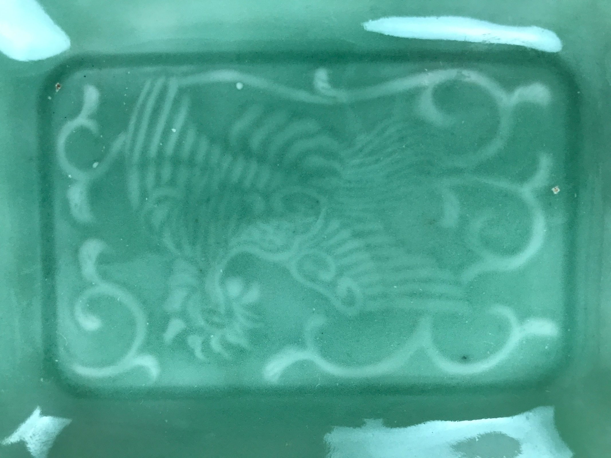 Antique Japanese Ceramic Small Plate Kozara Pottery Celadon Ho-Oh Green Y283