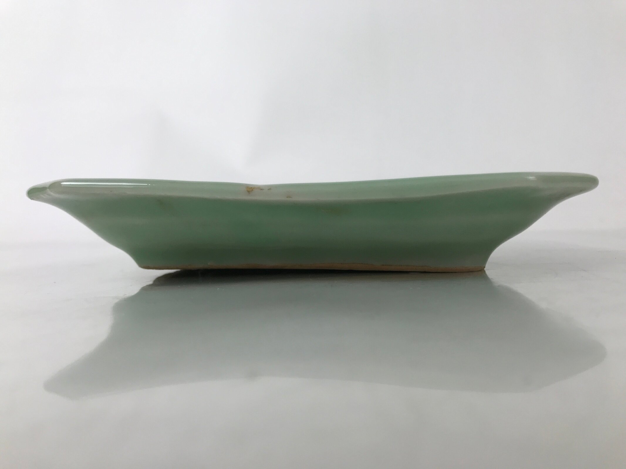 Antique Japanese Ceramic Small Plate Kozara Pottery Celadon Ho-Oh Green Y284