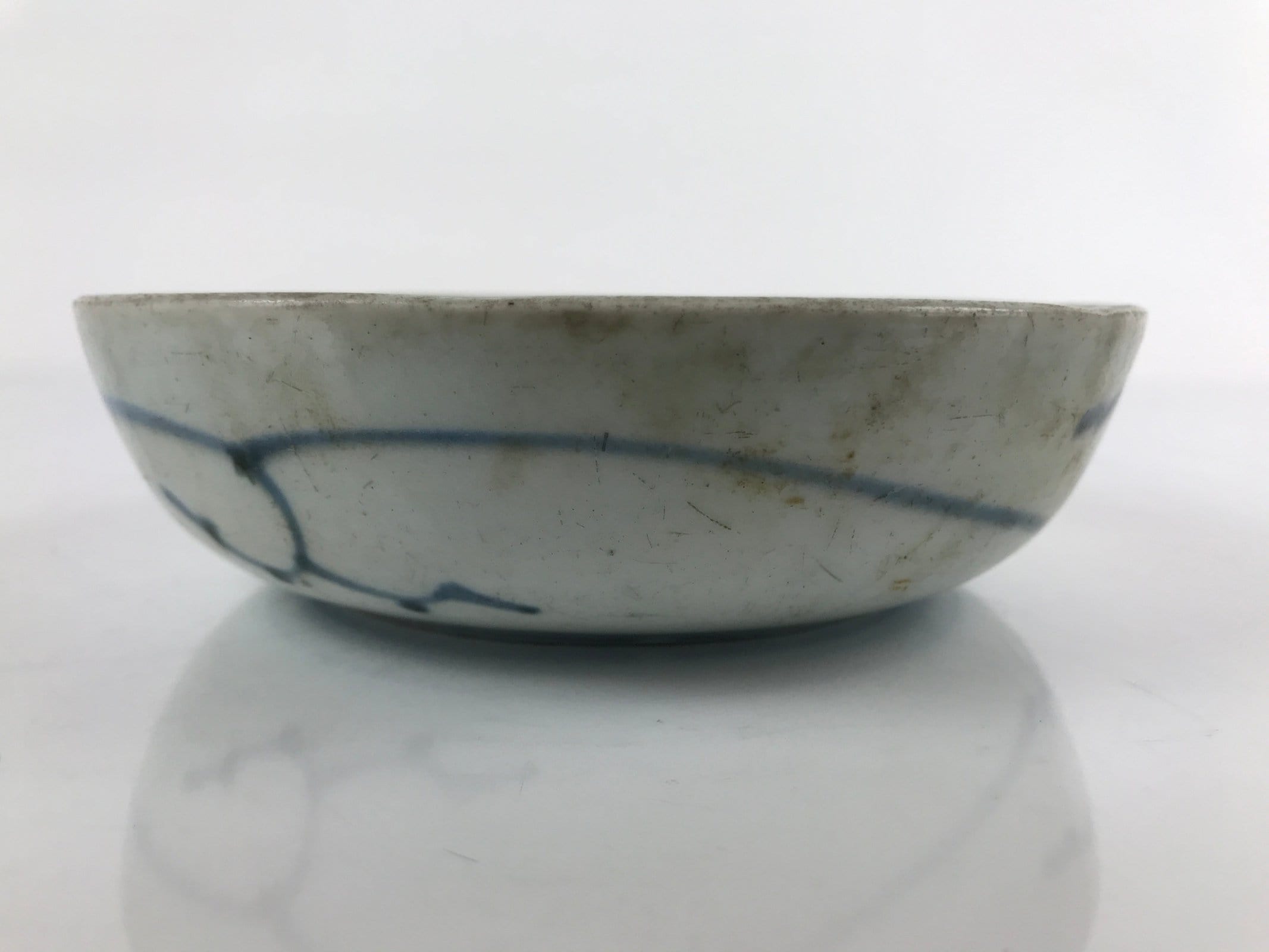 Antique Japanese Ceramic Sometsuke Bowl Chrysanthemum Blue White PY662