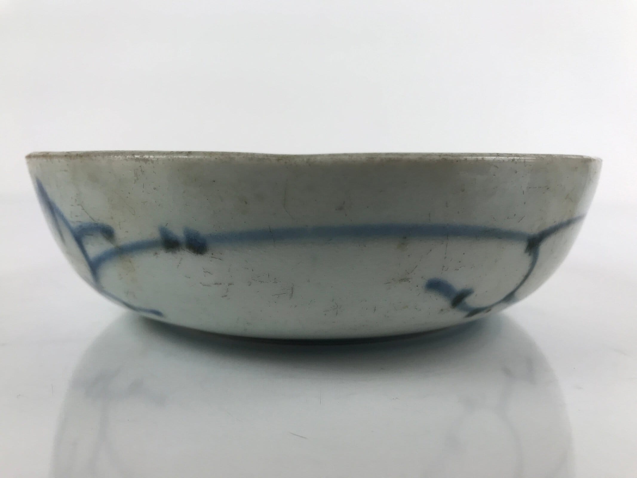 Antique Japanese Ceramic Sometsuke Bowl Chrysanthemum Blue White PY662