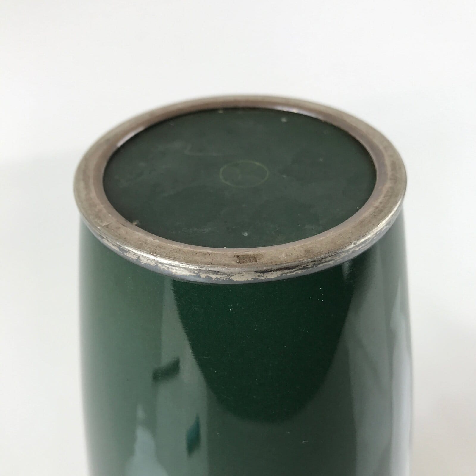 Antique Japanese Cloisonné Enamel Flower Vase Kabin Shippo Yusen Green FK95