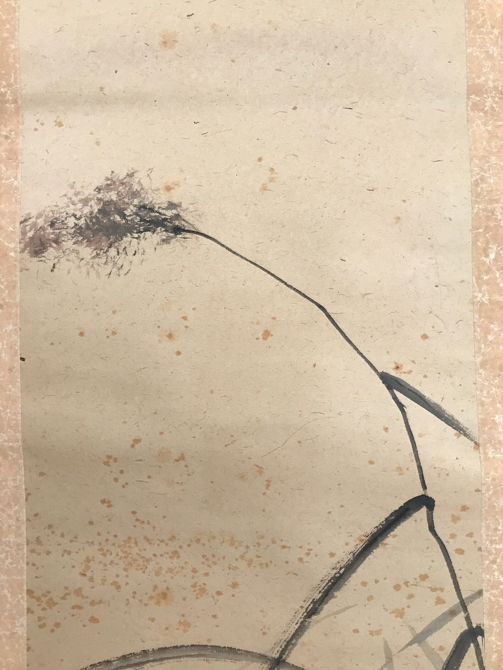 Antique Japanese Hanging Scroll Kakejiku Flying Bird Plover Fall Color KJ190