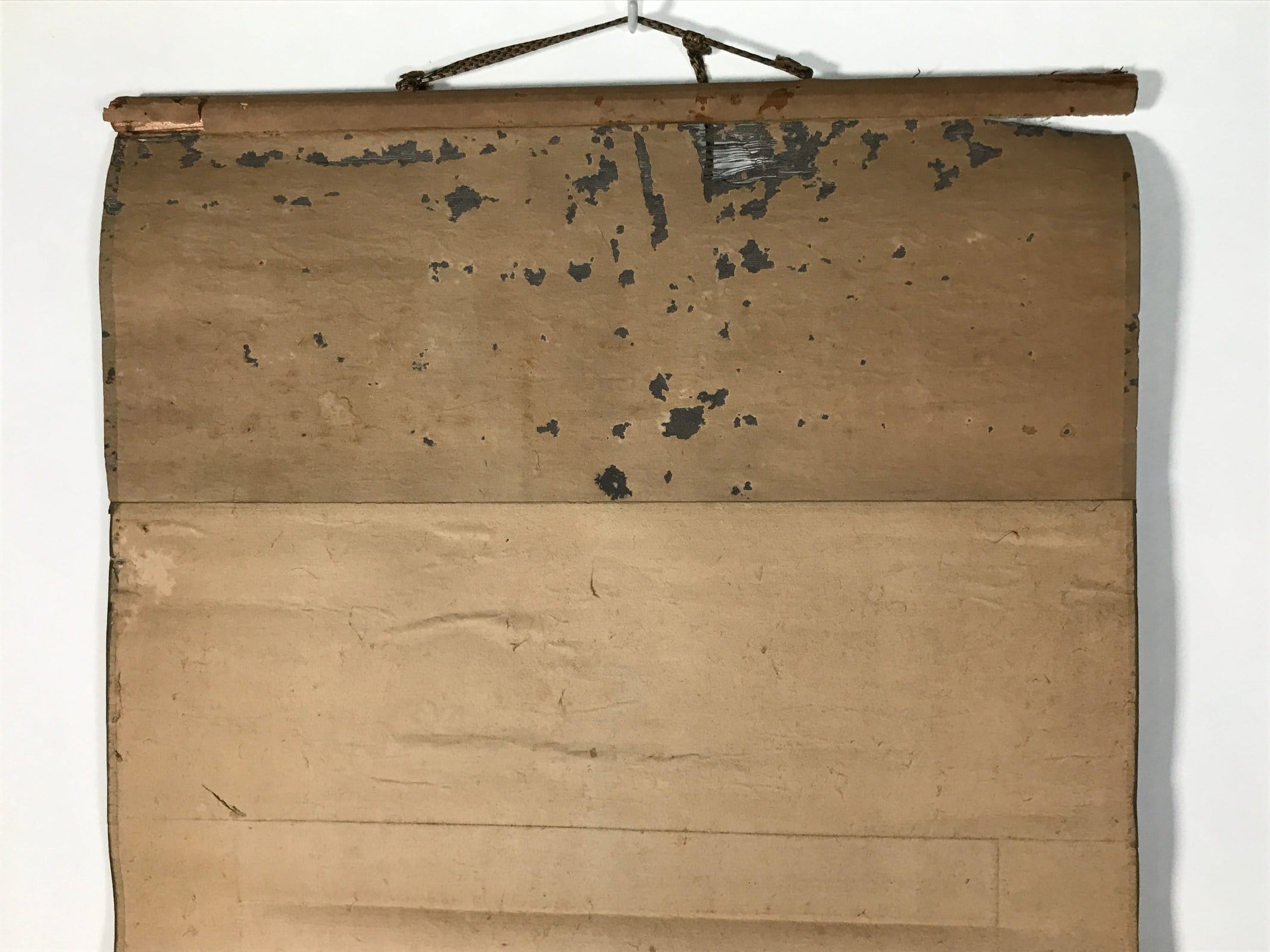 Antique Japanese Hanging Scroll Vtg Kakejiku Mountain River Boats Ink Color KJ94