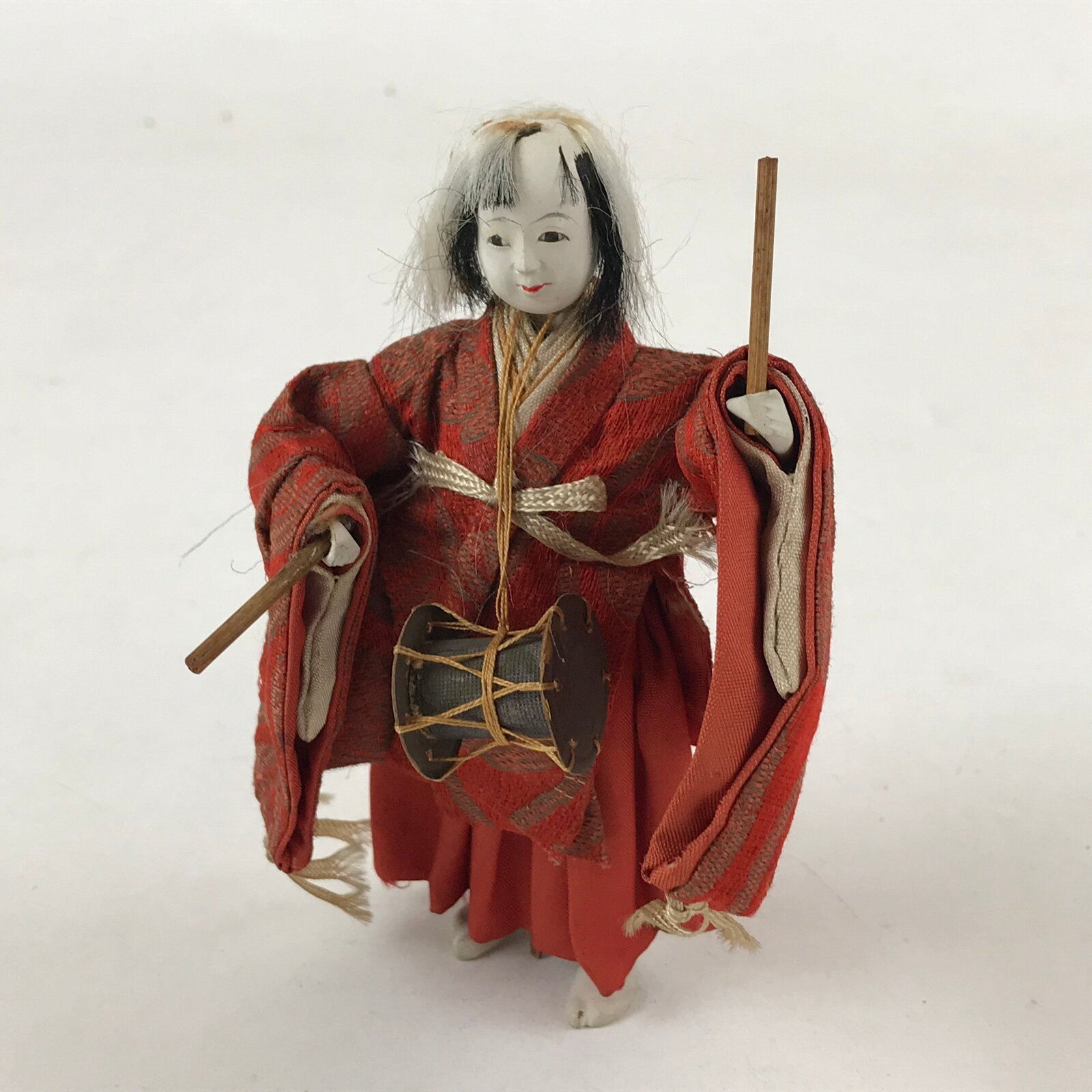Antique Japanese Hina Doll Ningyo Girl's Day Taiko Musician C1900 Matsuri ID538