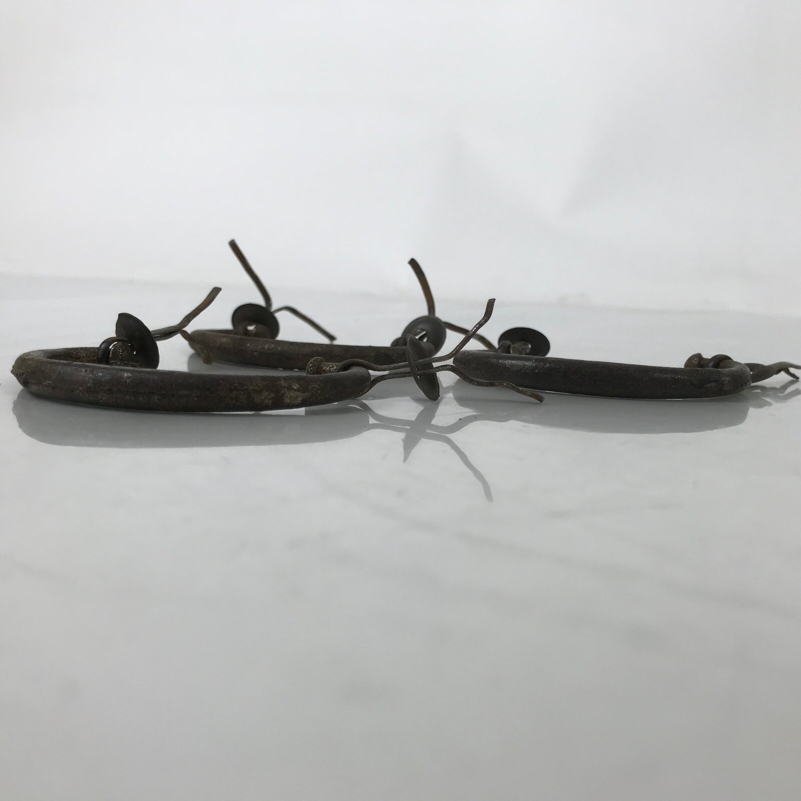 Antique Japanese Iron Tansu Chest Handle Drawer Furniture Hardware 3pc JK828