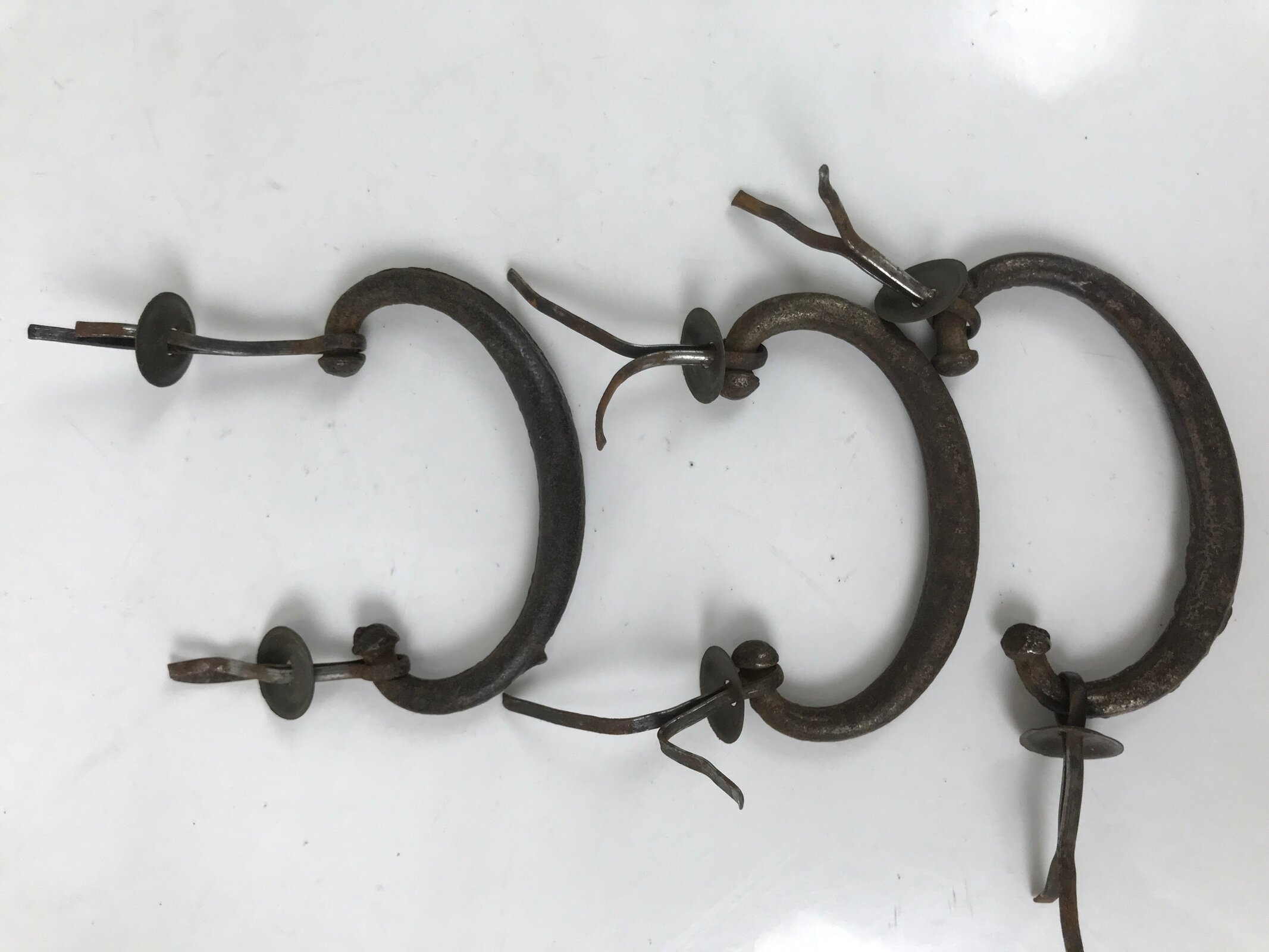 Antique Japanese Iron Tansu Chest Handle Drawer Furniture Hardware 3pc JK828