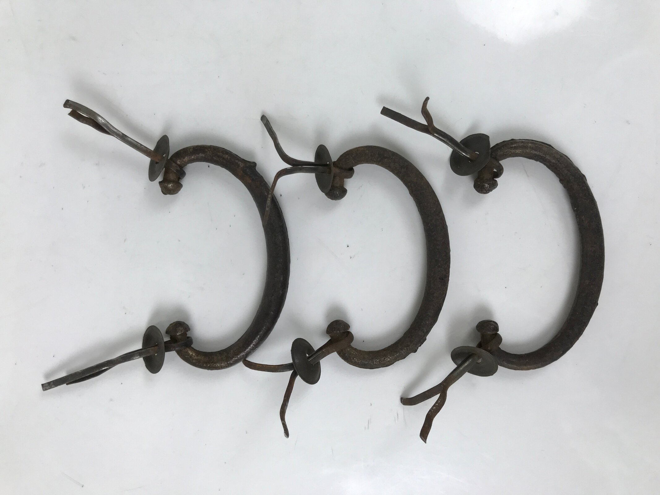 Antique Japanese Iron Tansu Chest Handle Drawer Furniture Hardware 3pc JK828