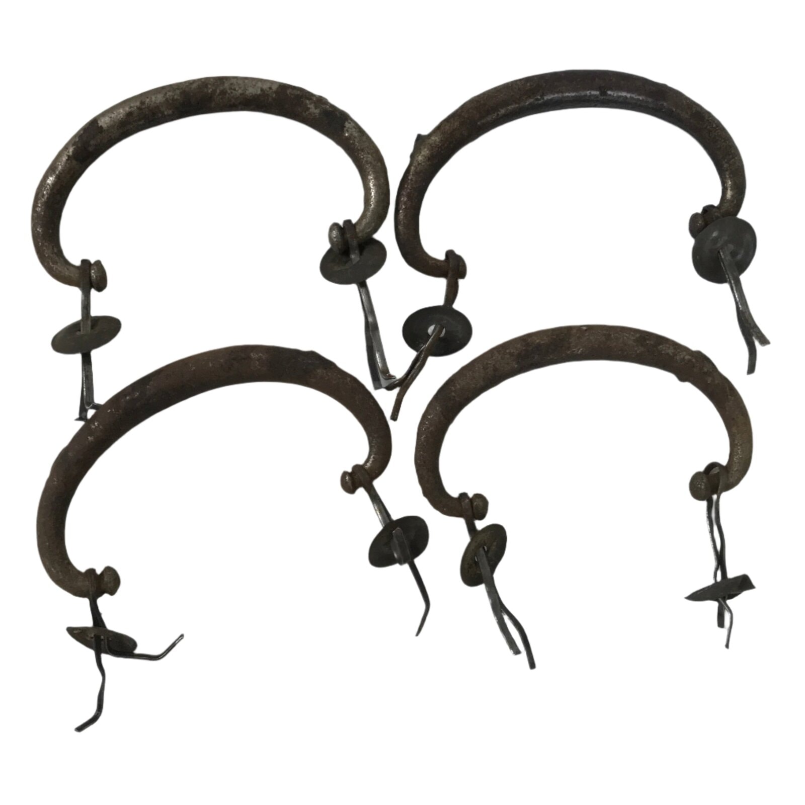 Antique Japanese Iron Tansu Chest Handle Drawer Furniture Hardware 4pc JK830