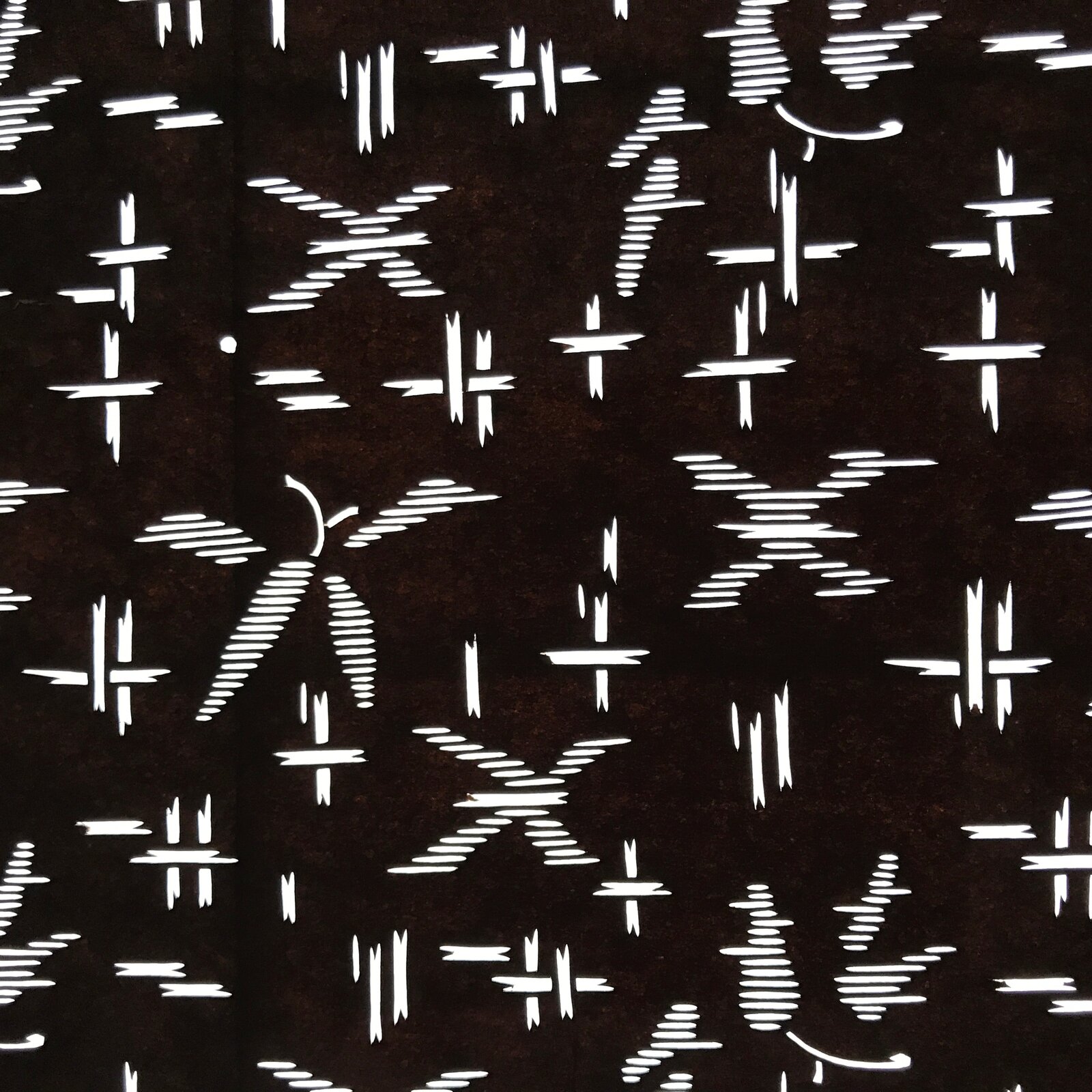 Antique Japanese Ise Katagami Paper Kimono Stencil Igeta Hash Plant Leaves A691