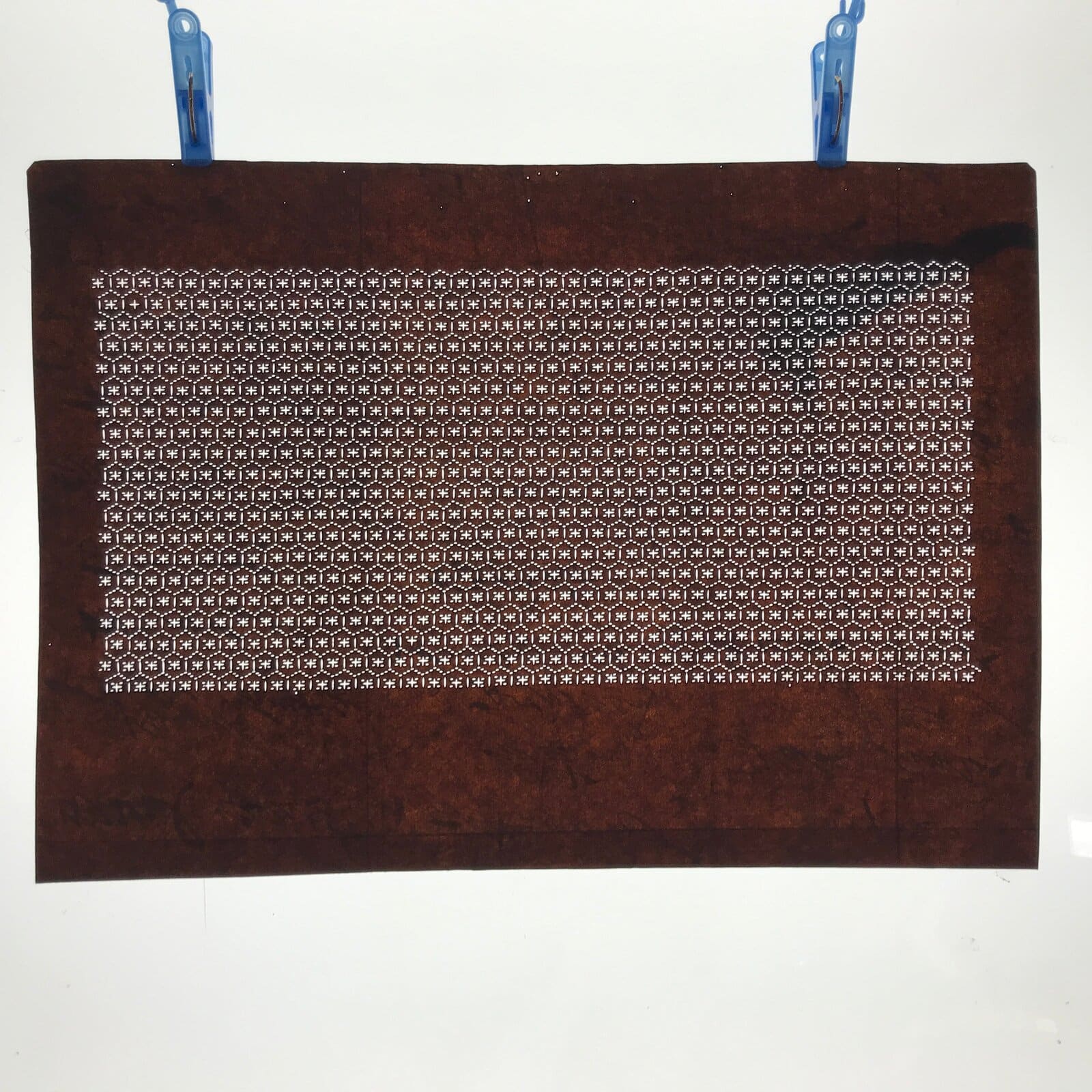 Antique Japanese Ise Katagami Paper Kimono Stencil Kikko Hexagon Shell A690