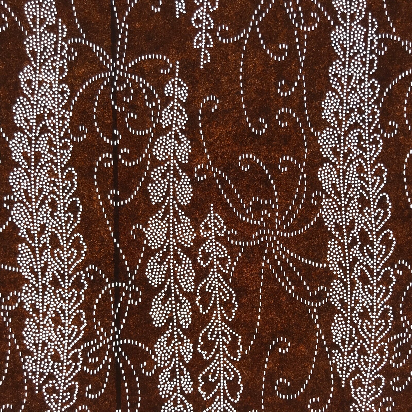 Antique Japanese Ise Katagami Paper Kimono Stencil Wisteria Fuji Flowers A701