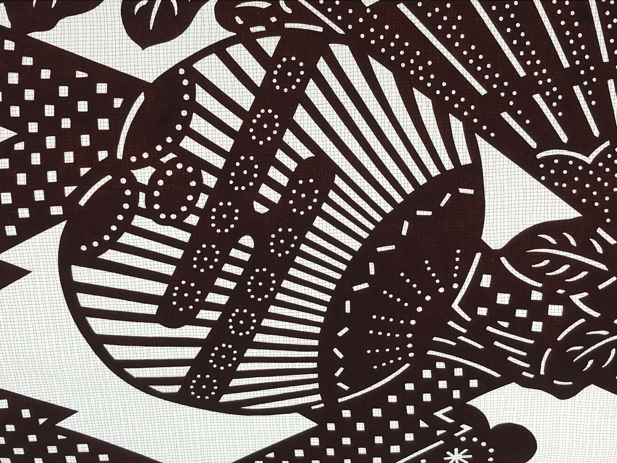 Antique Japanese Katagami Kimono Paper Stencil Folding Fan Uchiwa Flower 4Y490