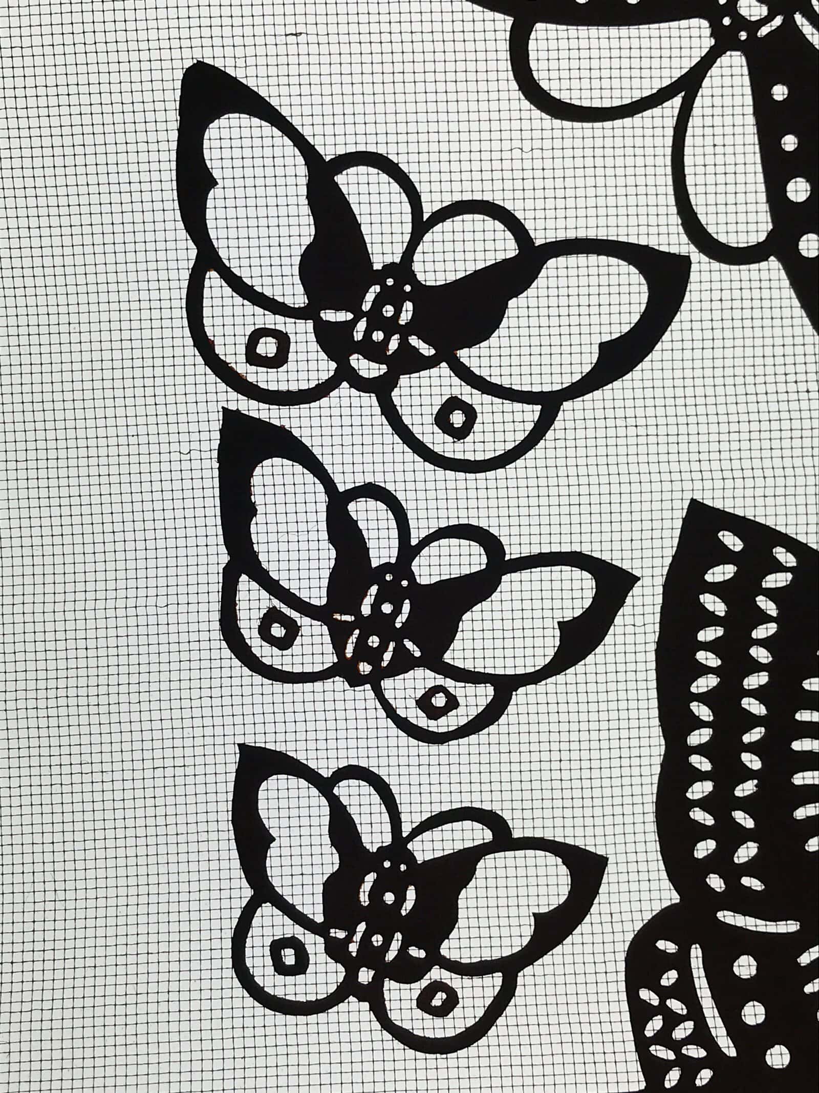 Antique Japanese Katagami Kimono Paper Stencil Katazome Butterflies 4Y501