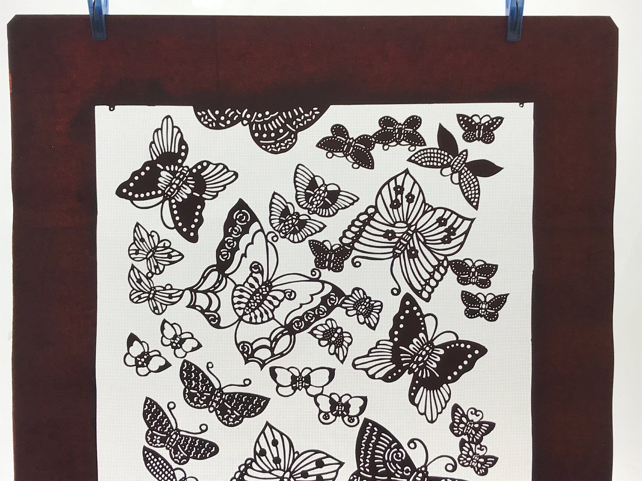 Antique Japanese Katagami Kimono Paper Stencil Katazome Butterflies 4Y501