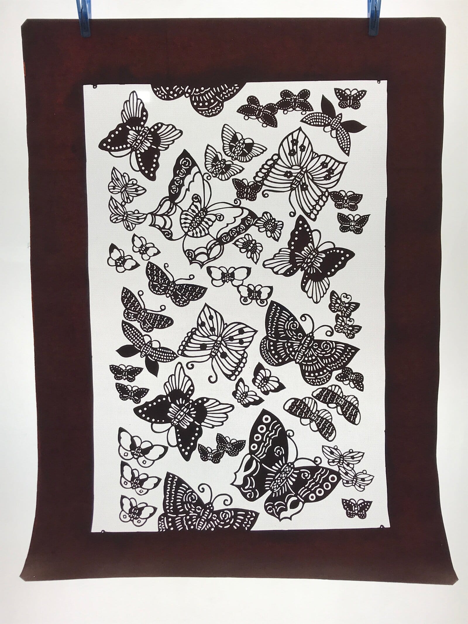 Antique Japanese Katagami Kimono Paper Stencil Katazome Butterflies 4Y501