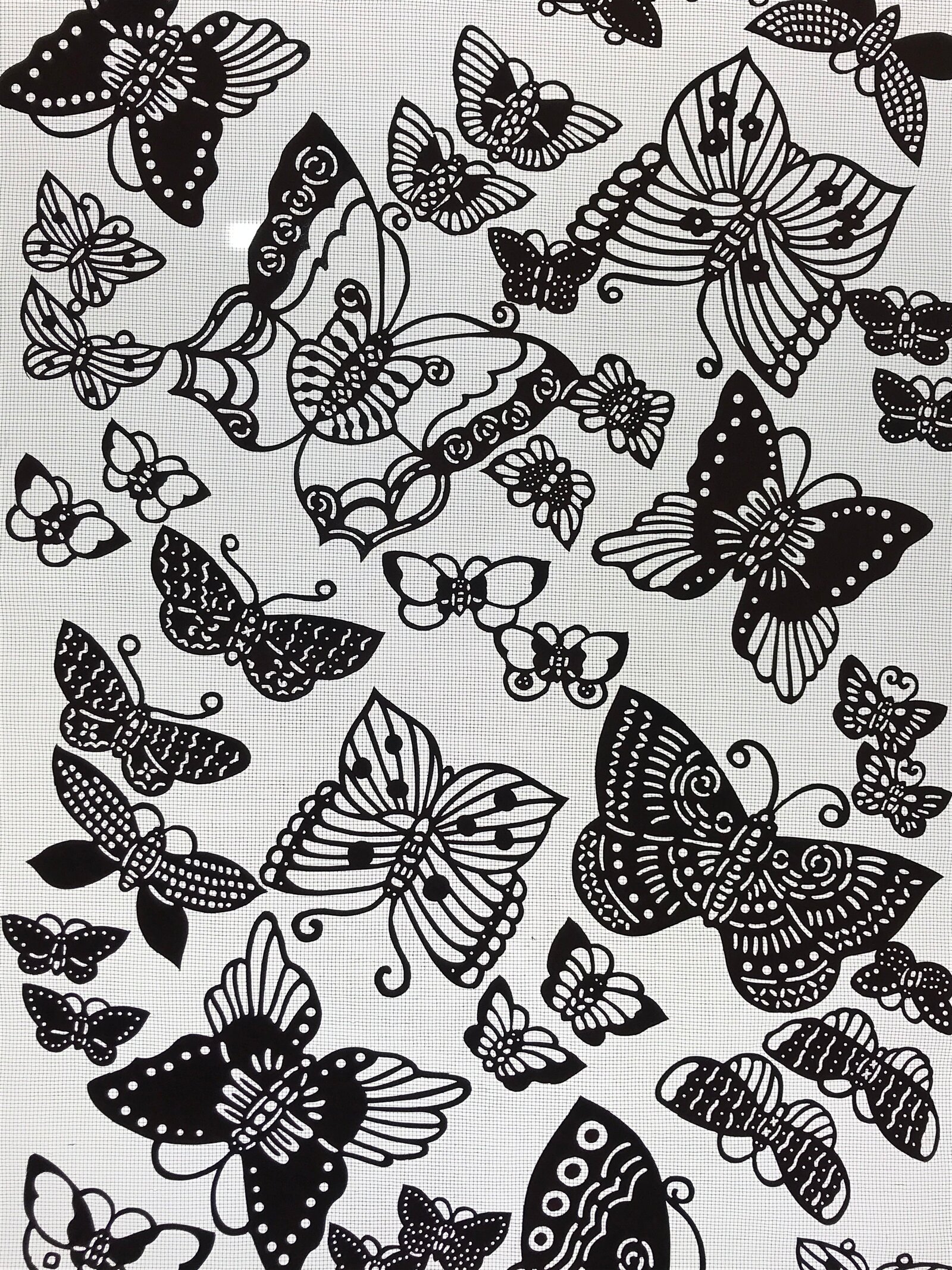 Antique Japanese Katagami Kimono Paper Stencil Katazome Butterflies 4Y501