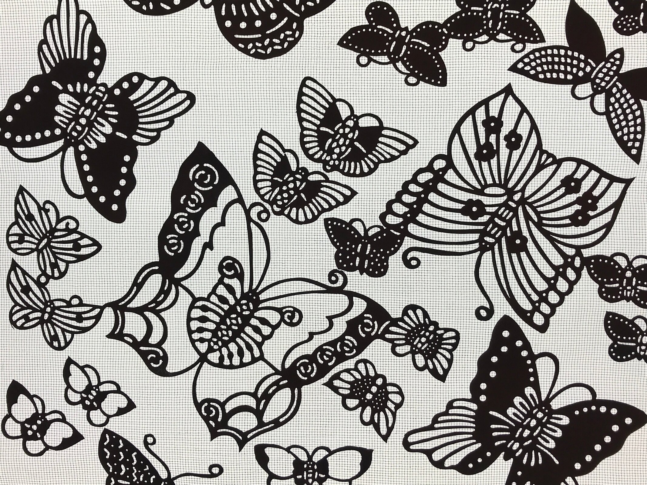 Antique Japanese Katagami Kimono Paper Stencil Katazome Butterflies 4Y501