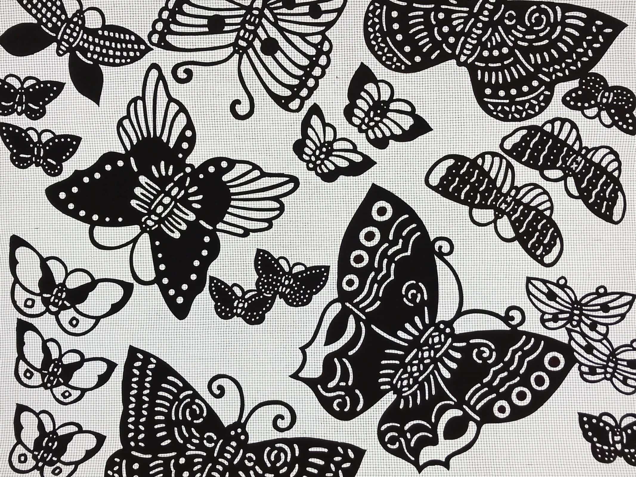 Antique Japanese Katagami Kimono Paper Stencil Katazome Butterflies 4Y501