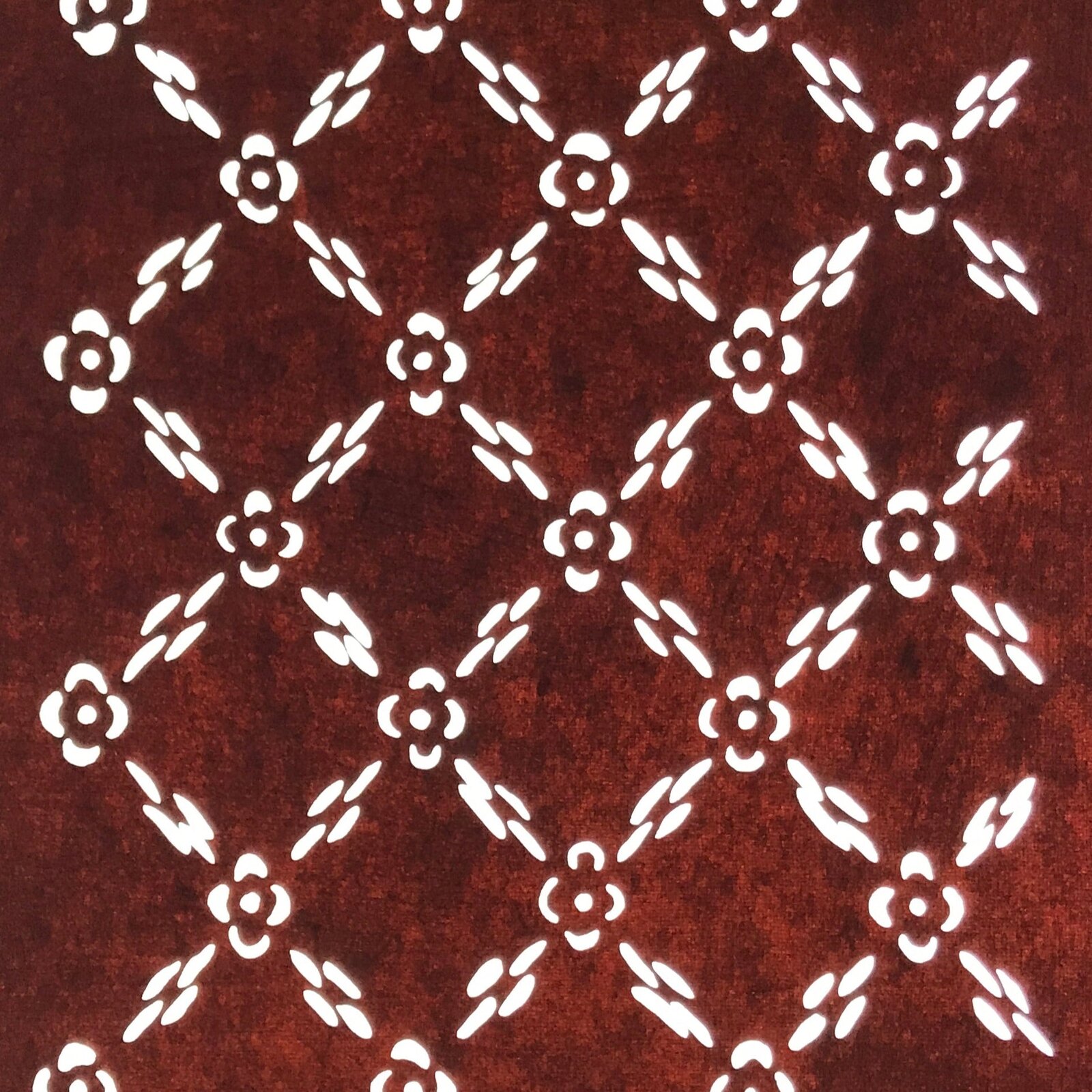 Antique Japanese Katagami Kimono Paper Stencil Katazome Diamond Floral 4Y607