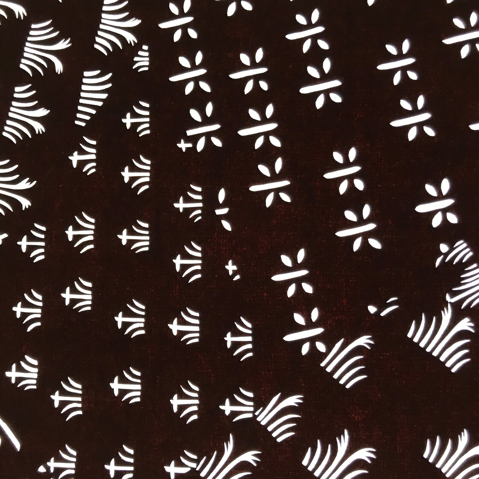 Antique Japanese Katagami Kimono Paper Stencil Katazome Dragonflies Grass 4Y639