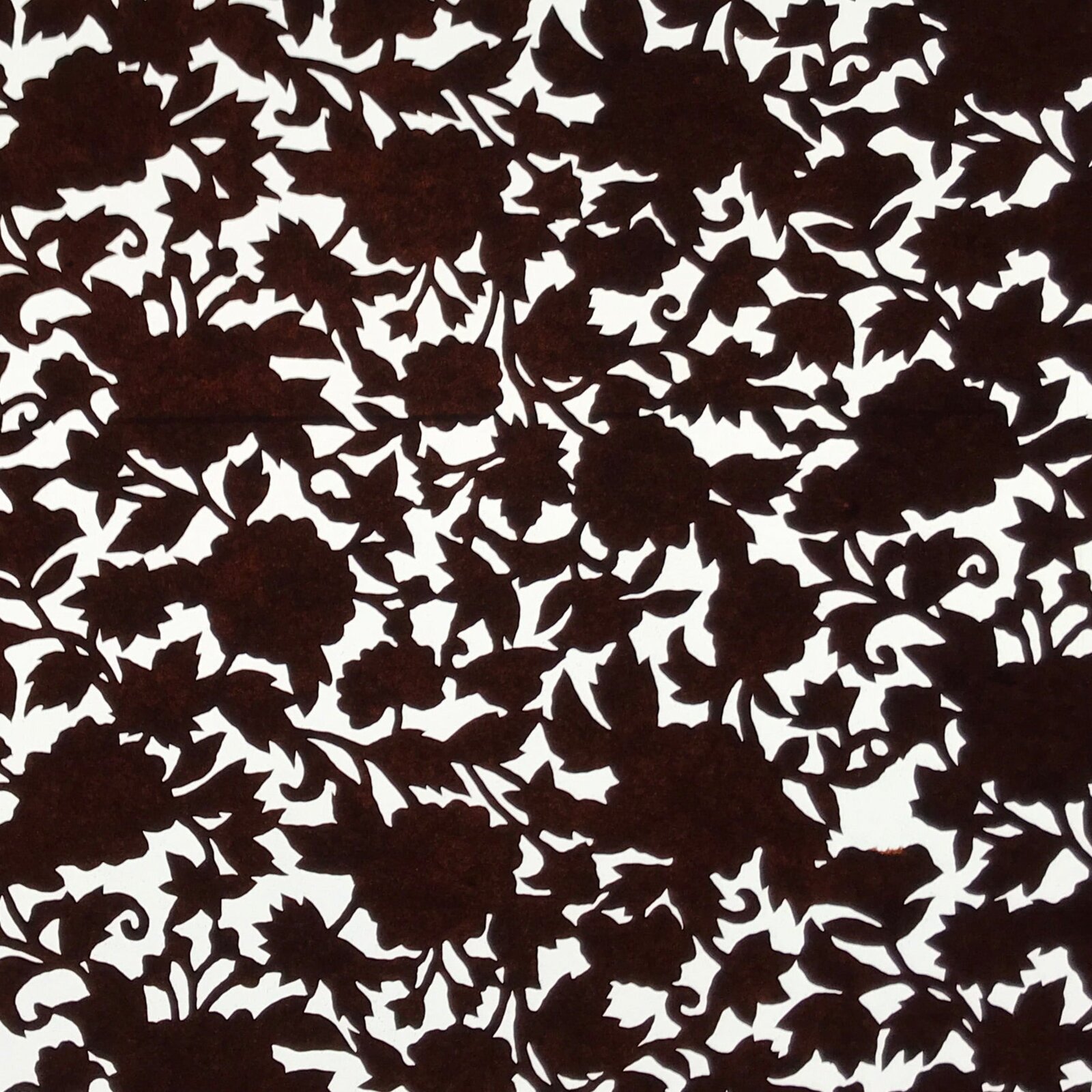 Antique Japanese Katagami Kimono Paper Stencil Katazome Floral Silhouette 4Y604