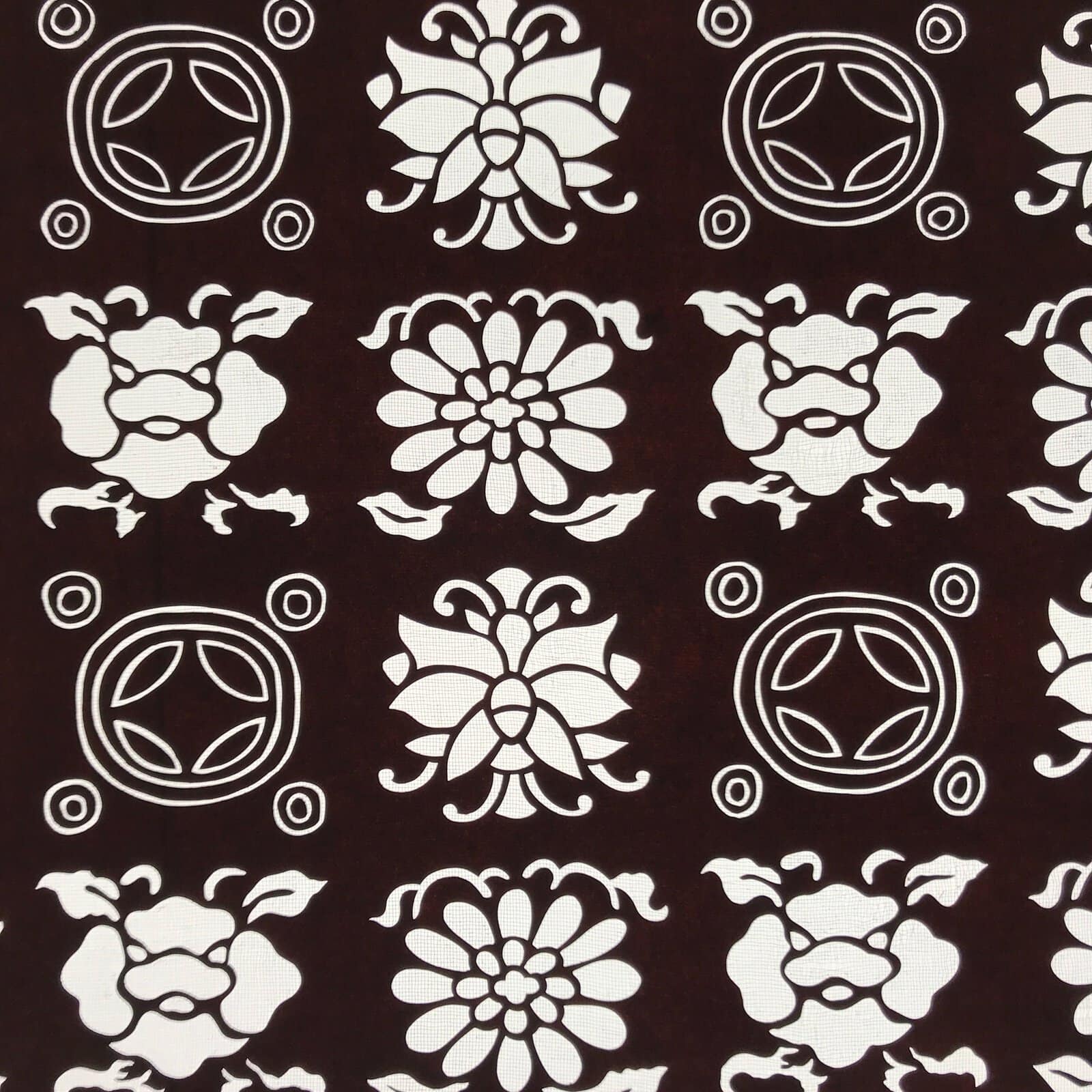 Antique Japanese Katagami Kimono Paper Stencil Katazome Flowers Shippo 4Y609