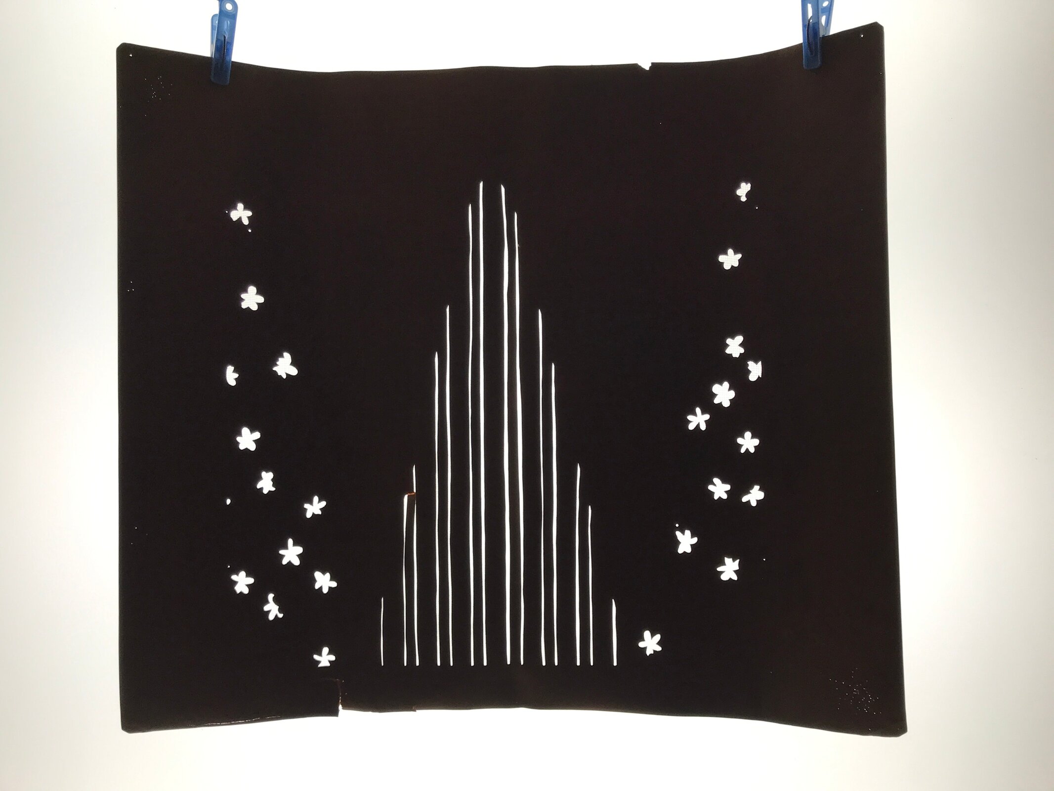 Antique Japanese Katagami Kimono Paper Stencil Katazome Grass Small Flower 4Y642