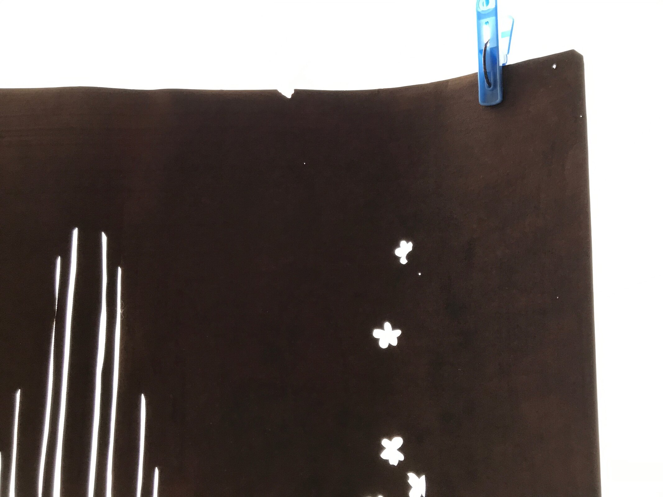 Antique Japanese Katagami Kimono Paper Stencil Katazome Grass Small Flower 4Y642