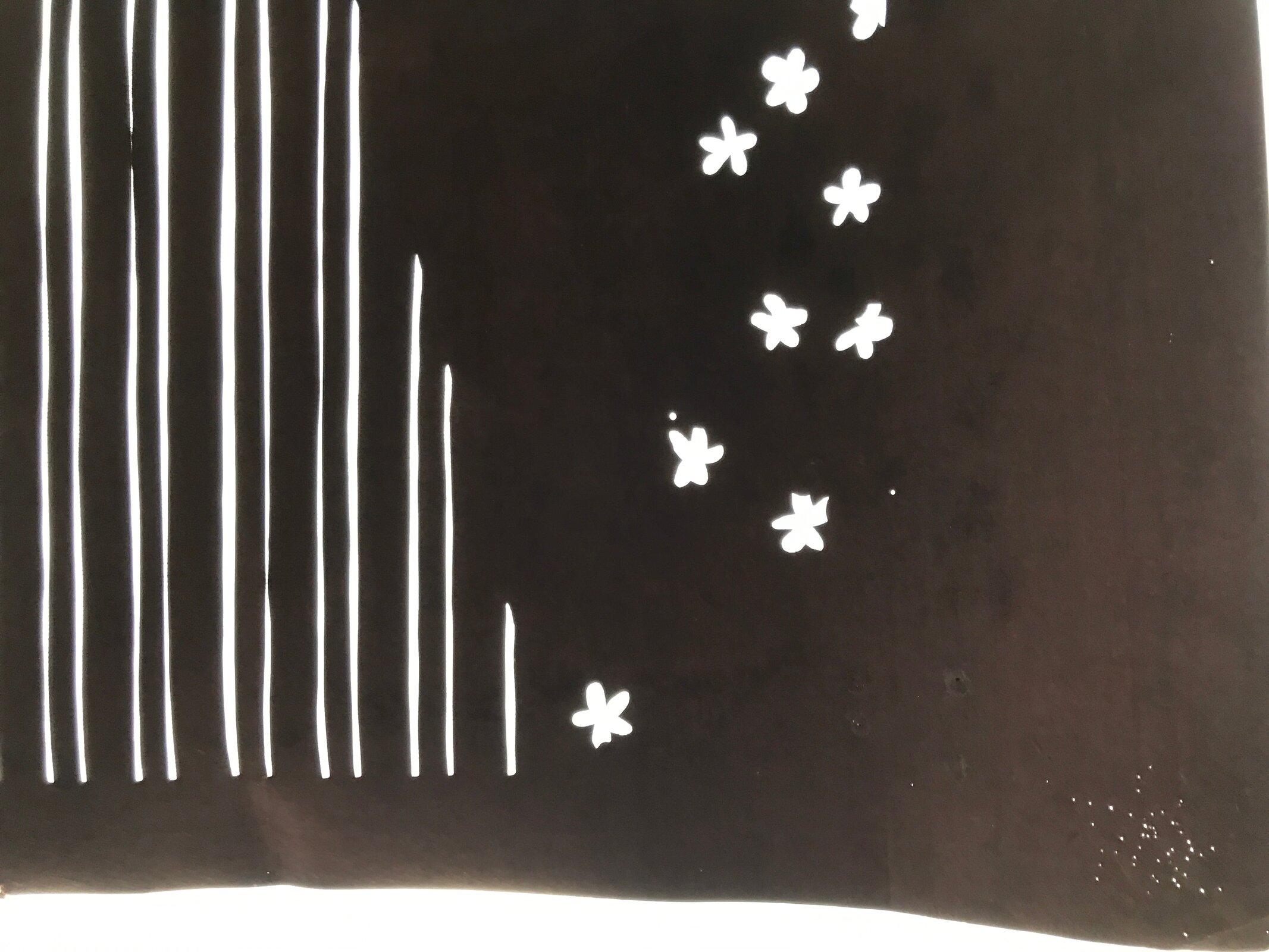 Antique Japanese Katagami Kimono Paper Stencil Katazome Grass Small Flower 4Y642