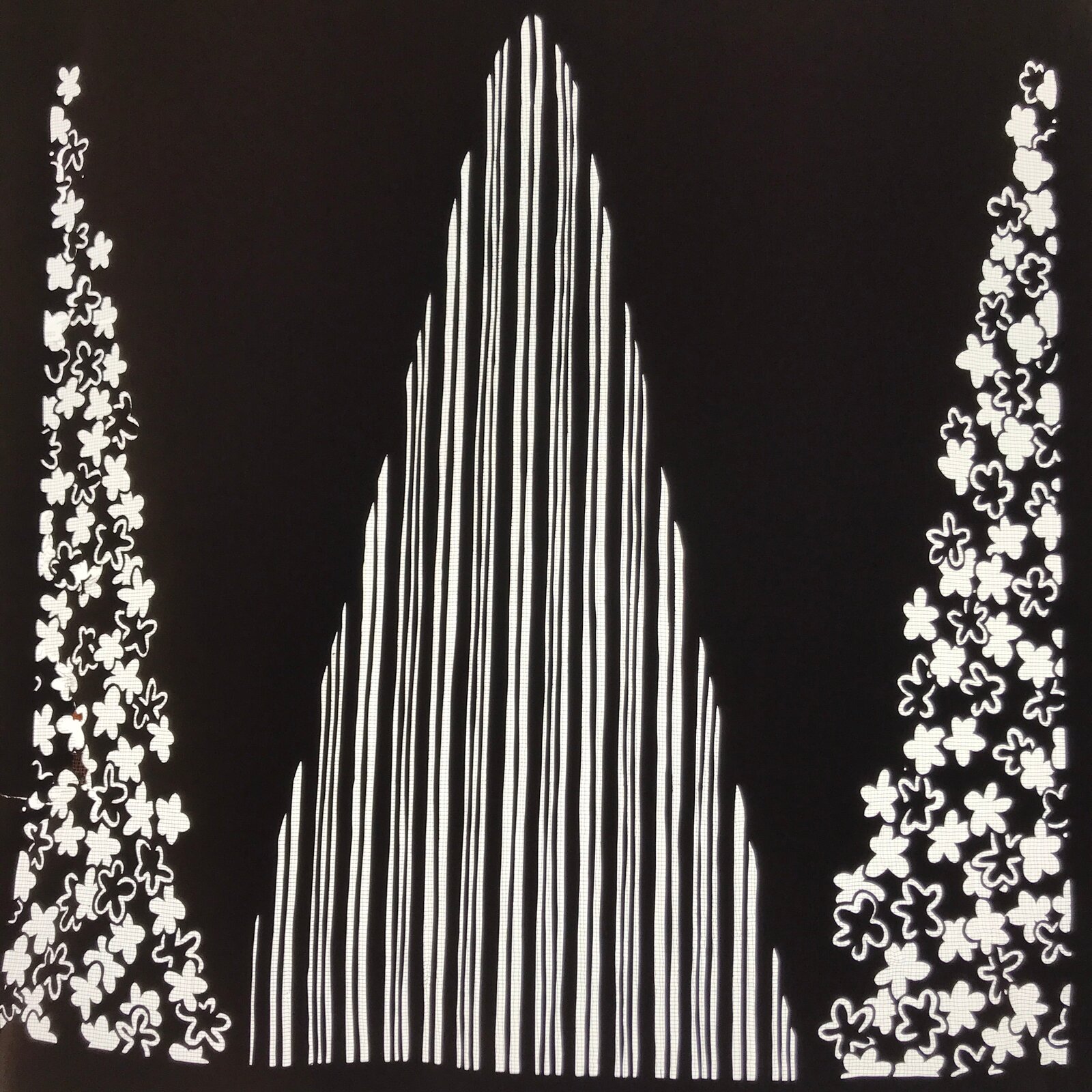 Antique Japanese Katagami Kimono Paper Stencil Katazome Grass Small Flower 4Y643