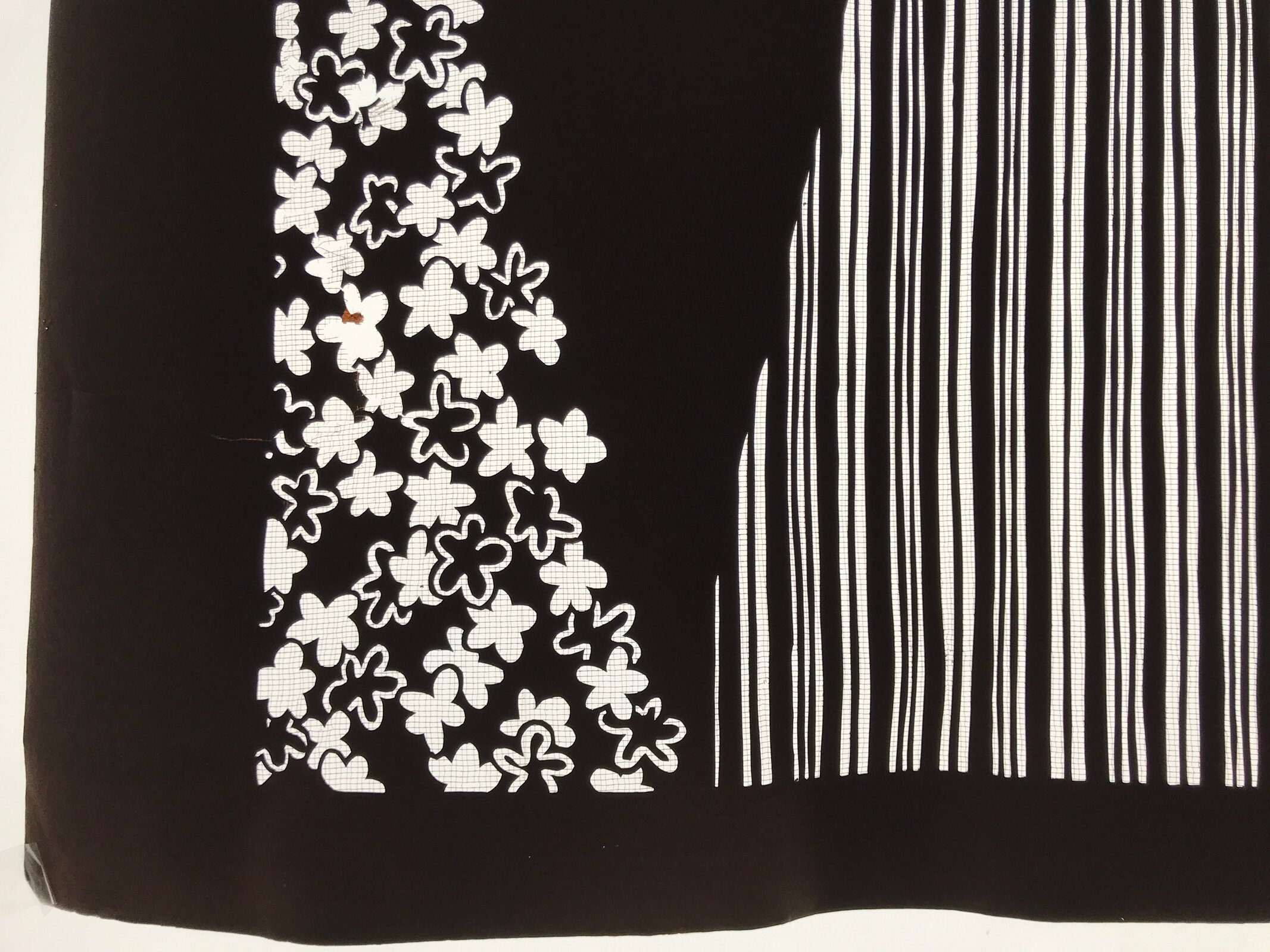 Antique Japanese Katagami Kimono Paper Stencil Katazome Grass Small Flower 4Y643