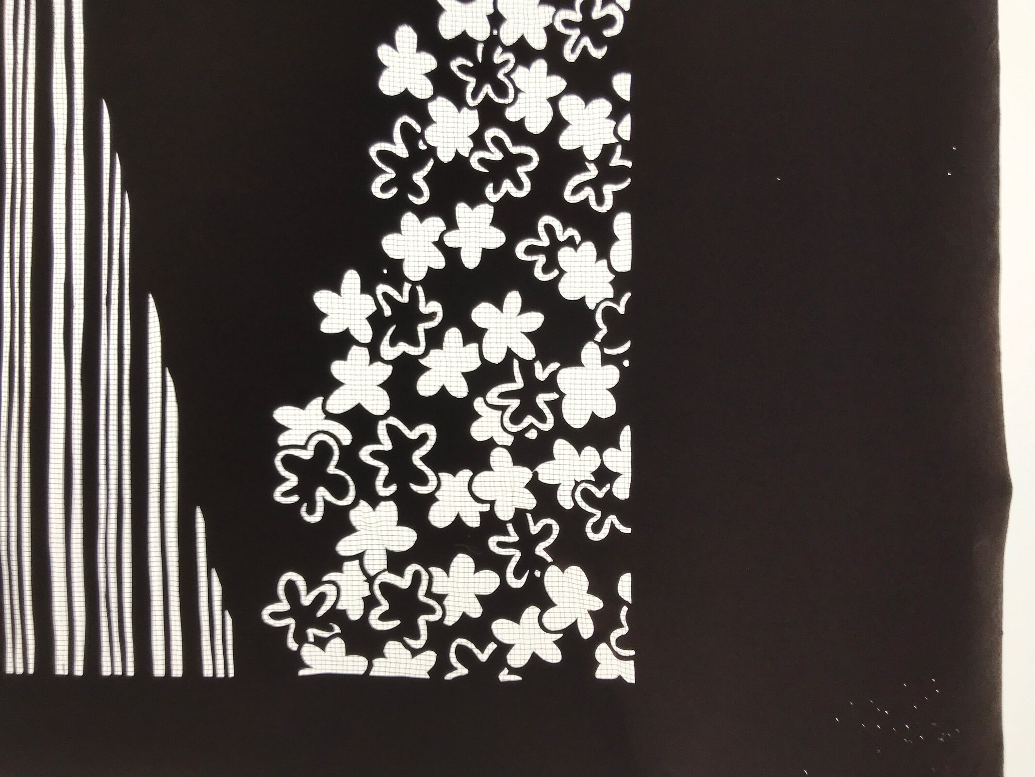 Antique Japanese Katagami Kimono Paper Stencil Katazome Grass Small Flower 4Y643