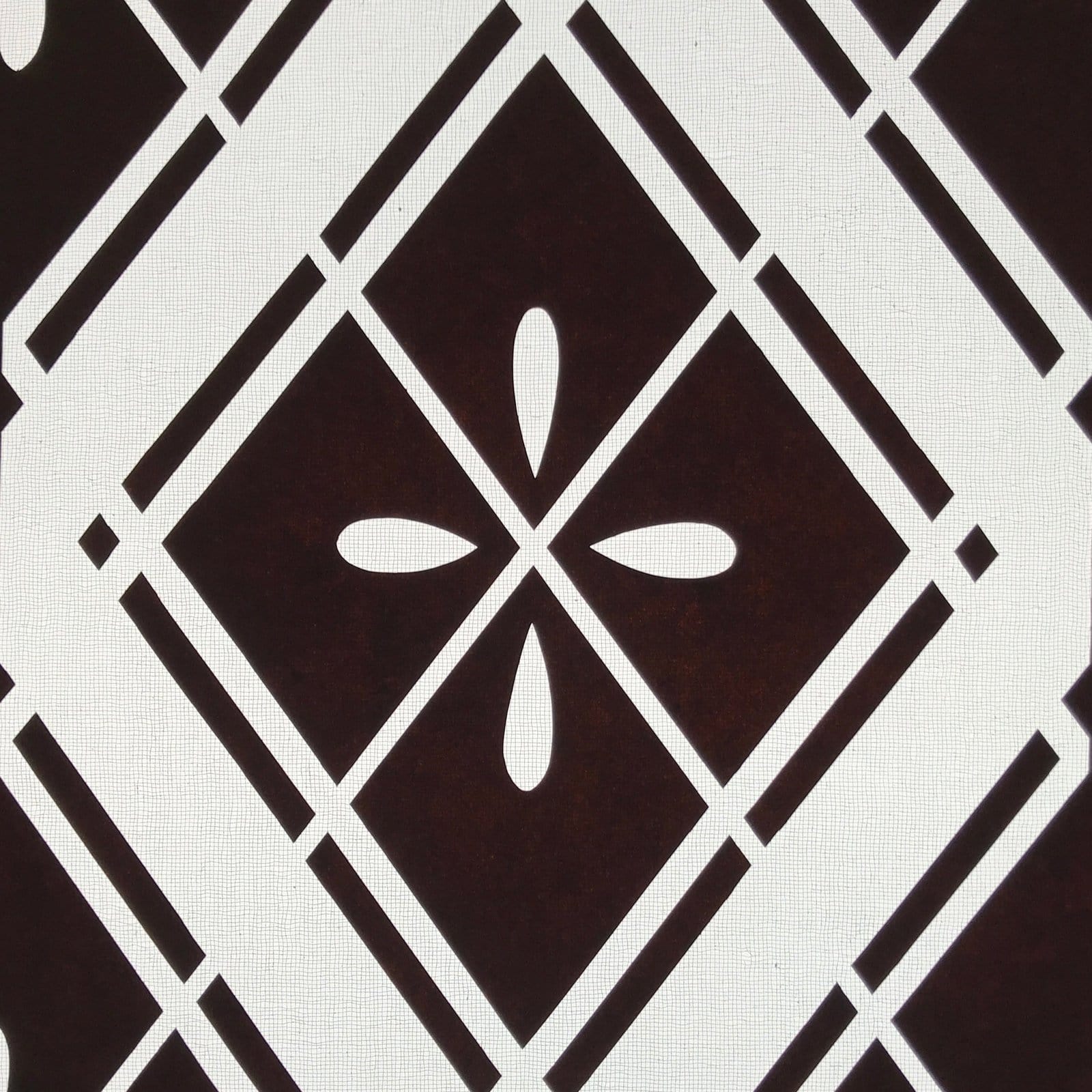 Antique Japanese Katagami Kimono Paper Stencil Katazome Hishi Flowers 4Y613