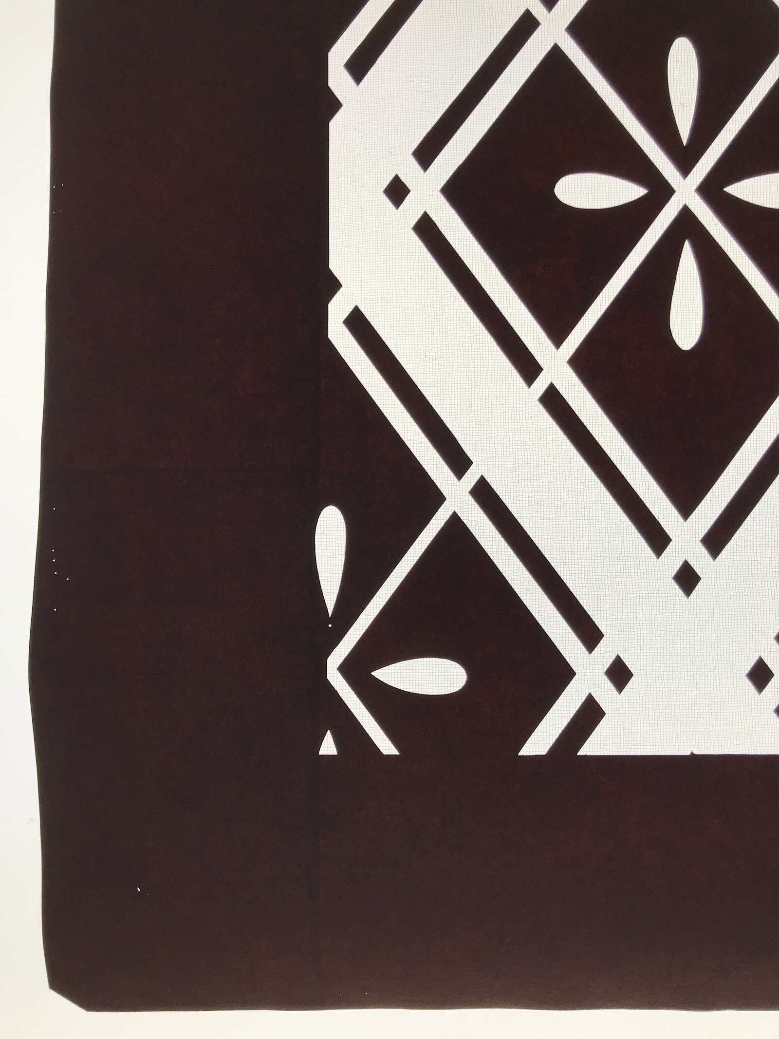 Antique Japanese Katagami Kimono Paper Stencil Katazome Hishi Flowers 4Y613