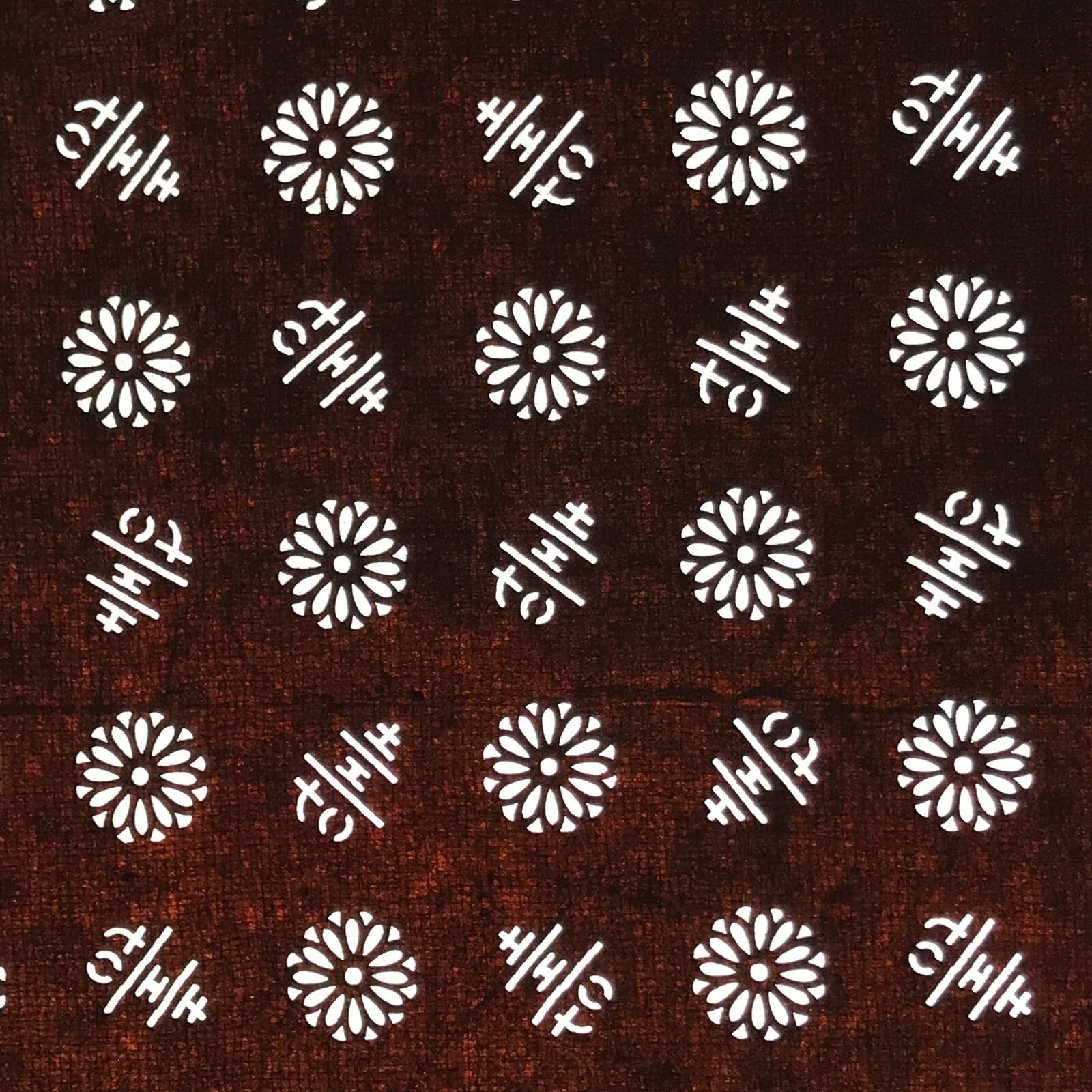 Antique Japanese Katagami Kimono Paper Stencil Katazome Kotobuki Flowers 4Y620