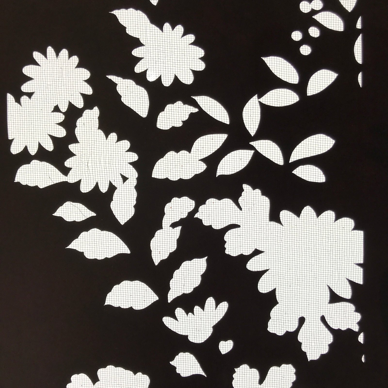 Antique Japanese Katagami Kimono Paper Stencil Katazome Lush Floral Design 4Y591