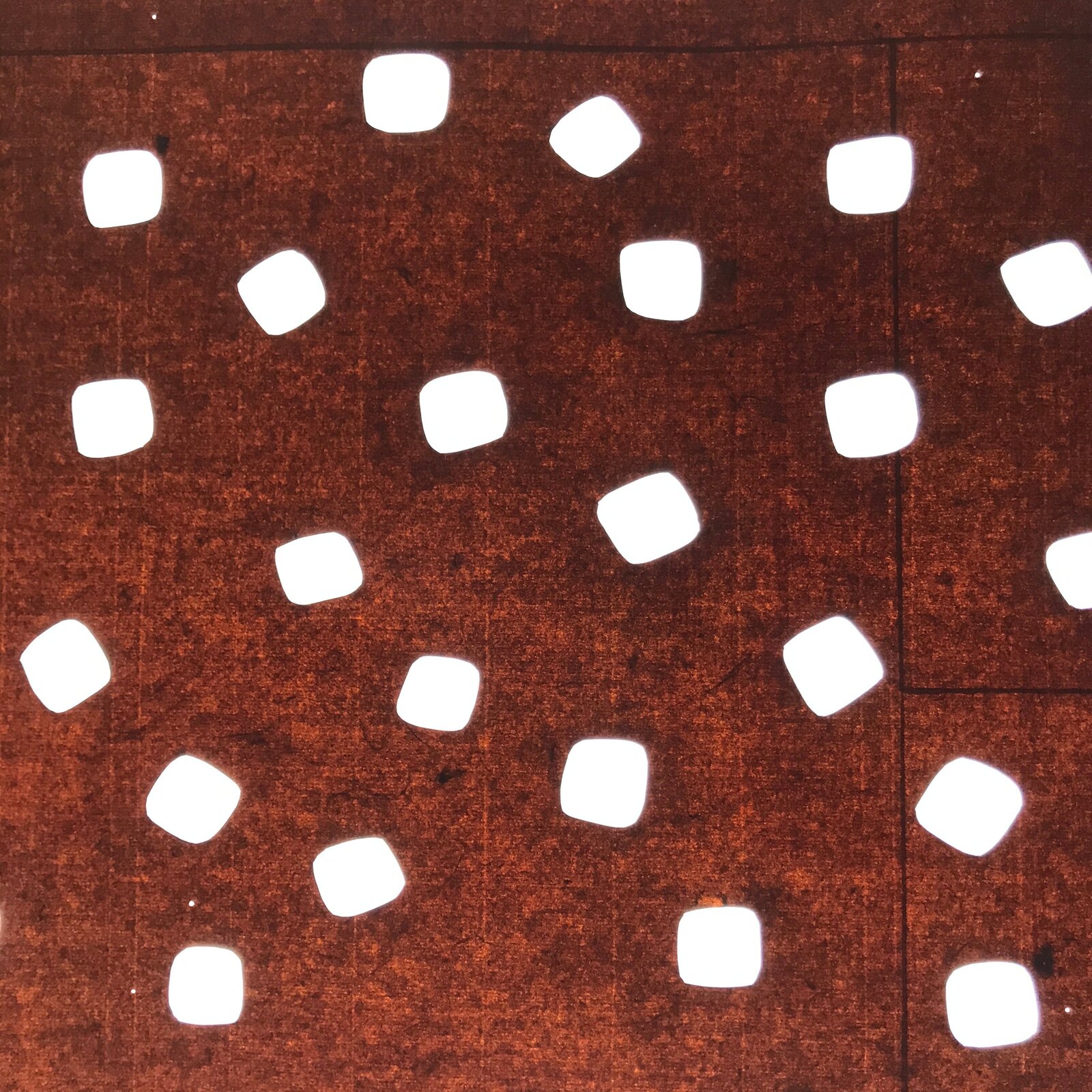 Antique Japanese Katagami Kimono Paper Stencil Katazome Rounded Squares 4Y648