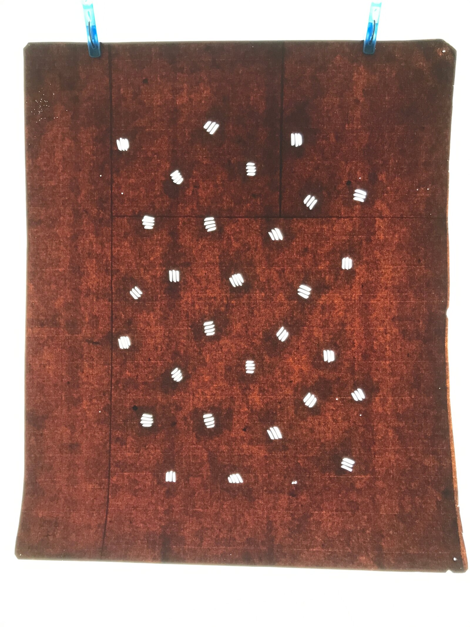 Antique Japanese Katagami Kimono Paper Stencil Katazome Small Line Pattern 4Y649