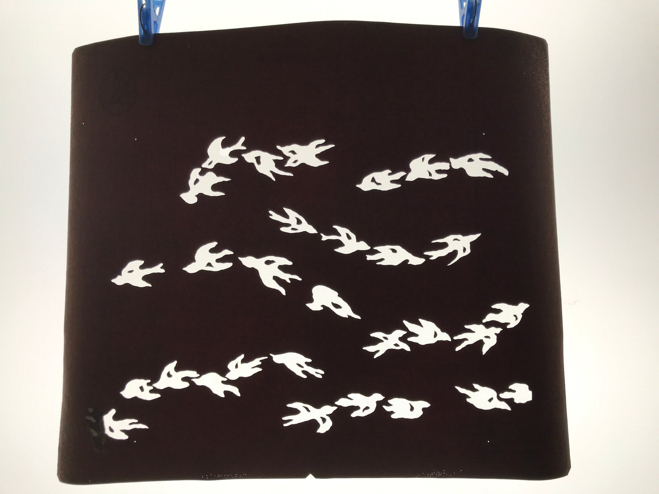 Antique Japanese Katagami Kimono Paper Stencil Katazome Tsubame Swallows 4Y618