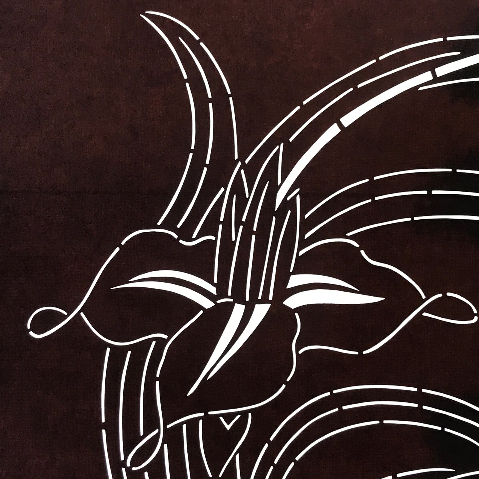 Antique Japanese Katagami Kimono Paper Stencil Katazome Water Iris 4Y502