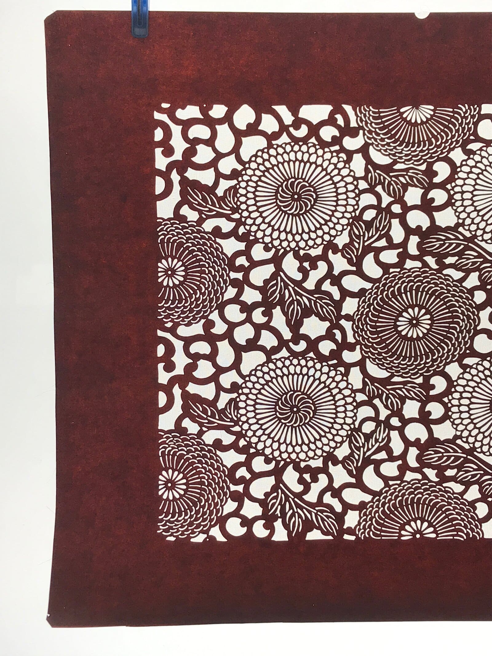 Antique Japanese Katagami Kimono Stencil Karakusa Chrysanthemums 4Y499