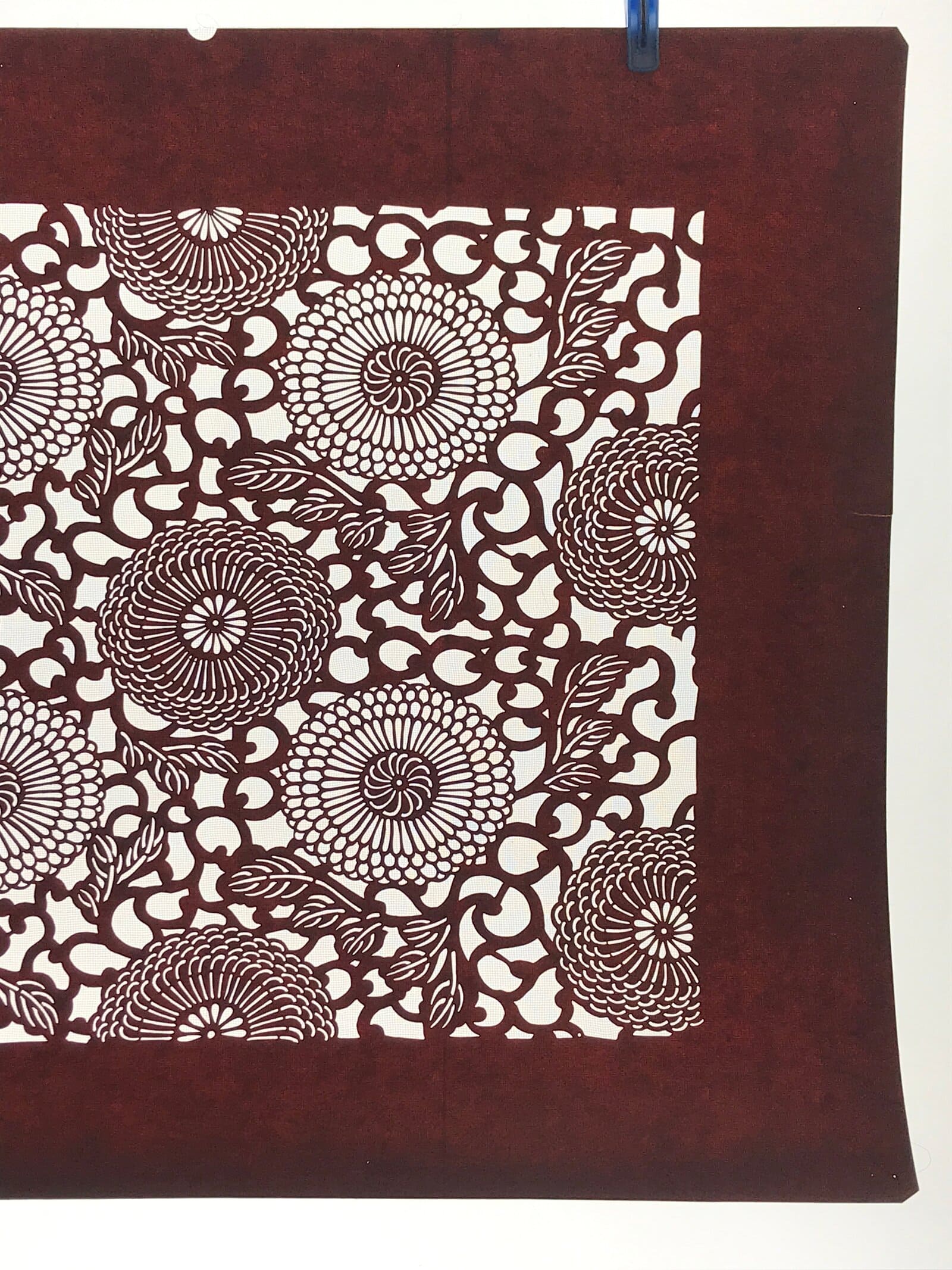 Antique Japanese Katagami Kimono Stencil Karakusa Chrysanthemums 4Y499