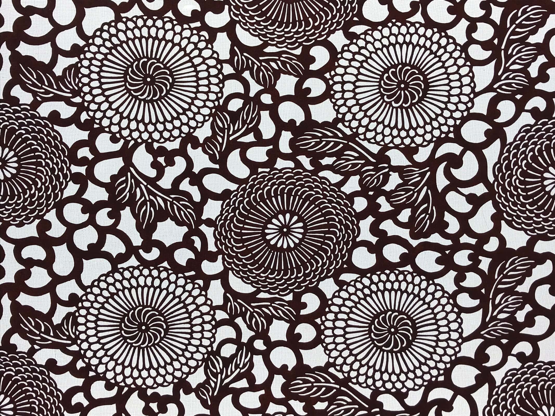 Antique Japanese Katagami Kimono Stencil Karakusa Chrysanthemums 4Y499