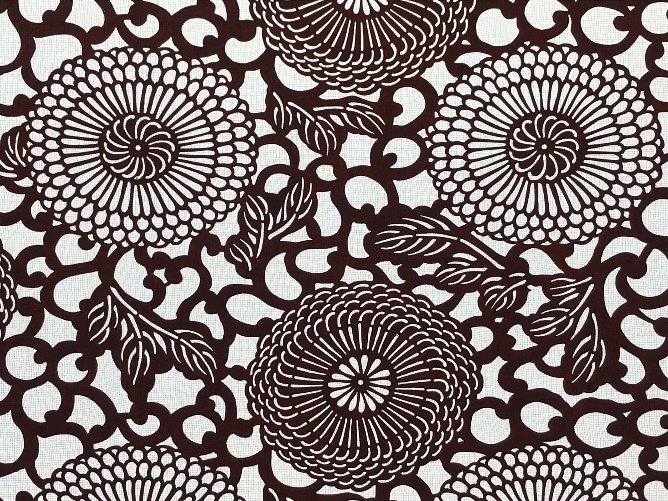 Antique Japanese Katagami Kimono Stencil Karakusa Chrysanthemums 4Y499