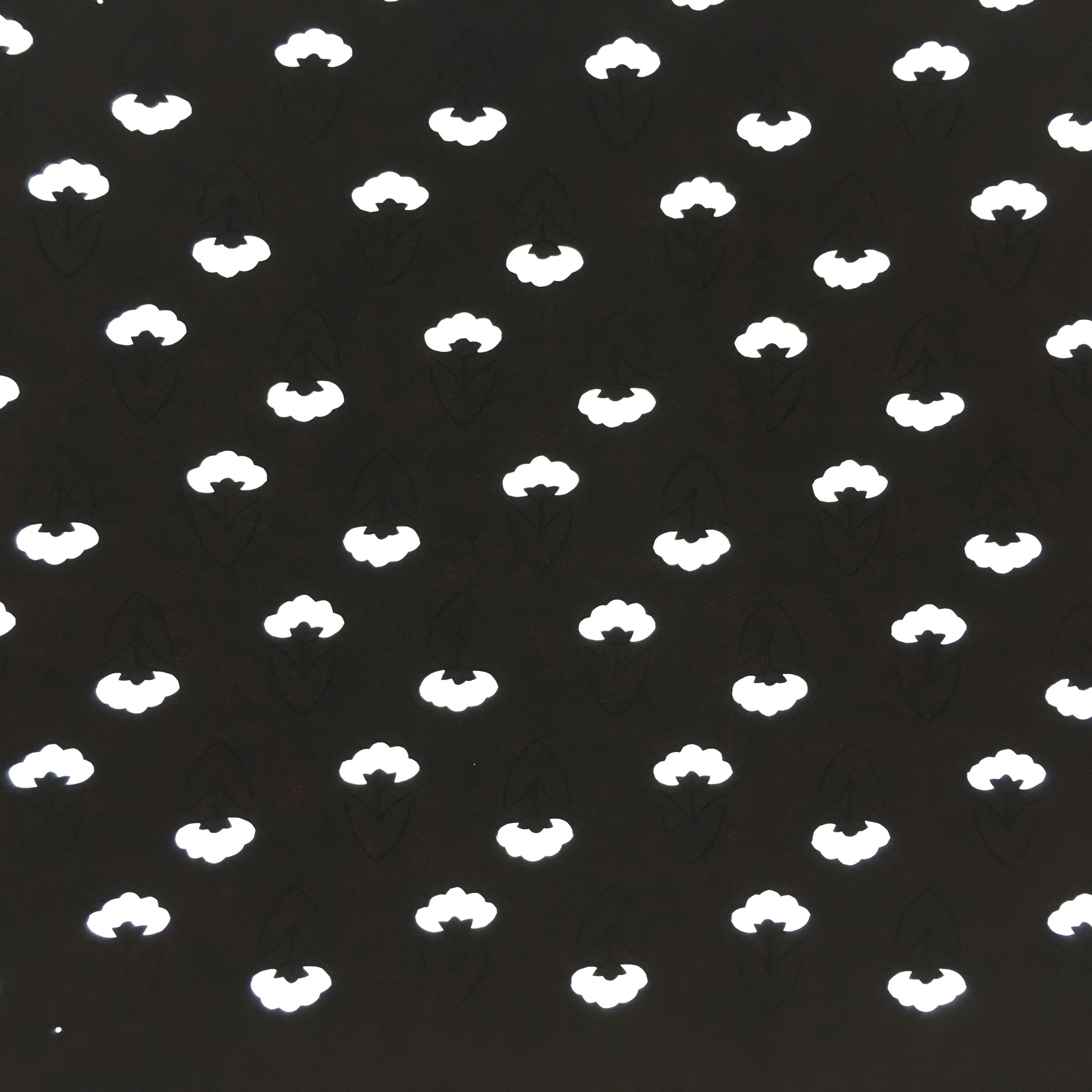 Antique Japanese Katagami Kimono Stencil Katazome Edo Inverted floral 4Y263