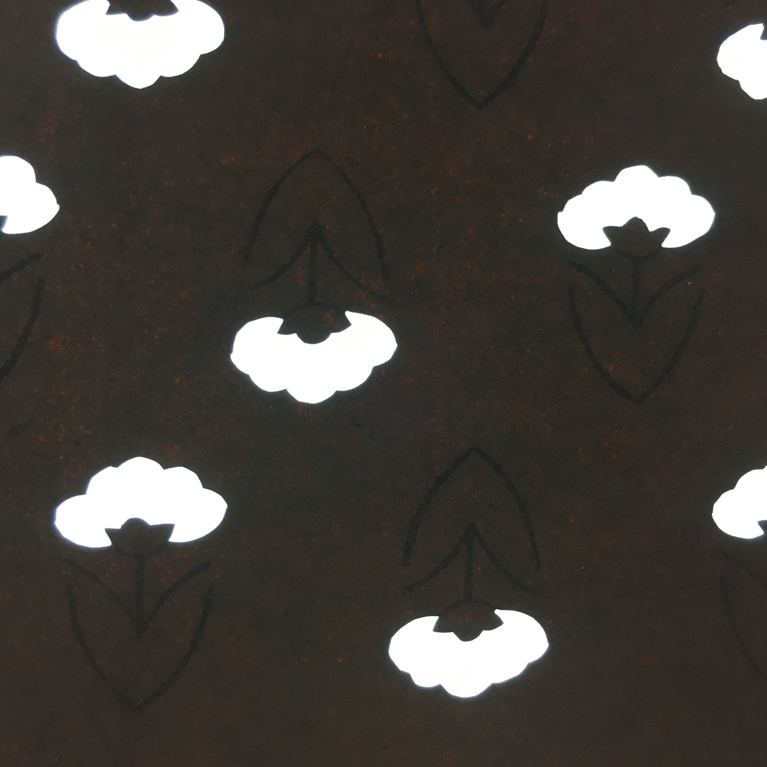 Antique Japanese Katagami Kimono Stencil Katazome Edo Inverted floral 4Y263