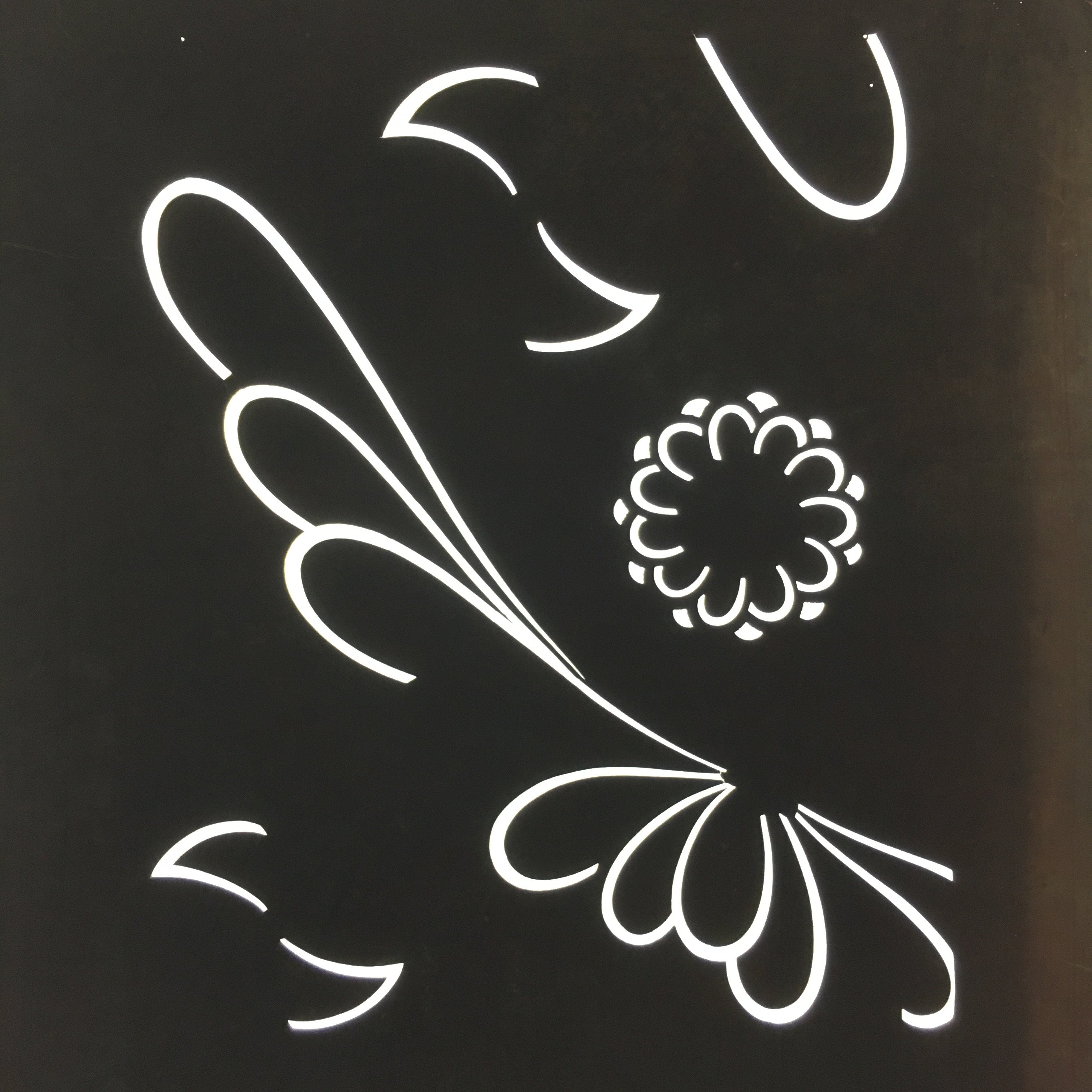 Antique Japanese Katagami Kimono Stencil Katazome Flower Kiku Butterfly C325