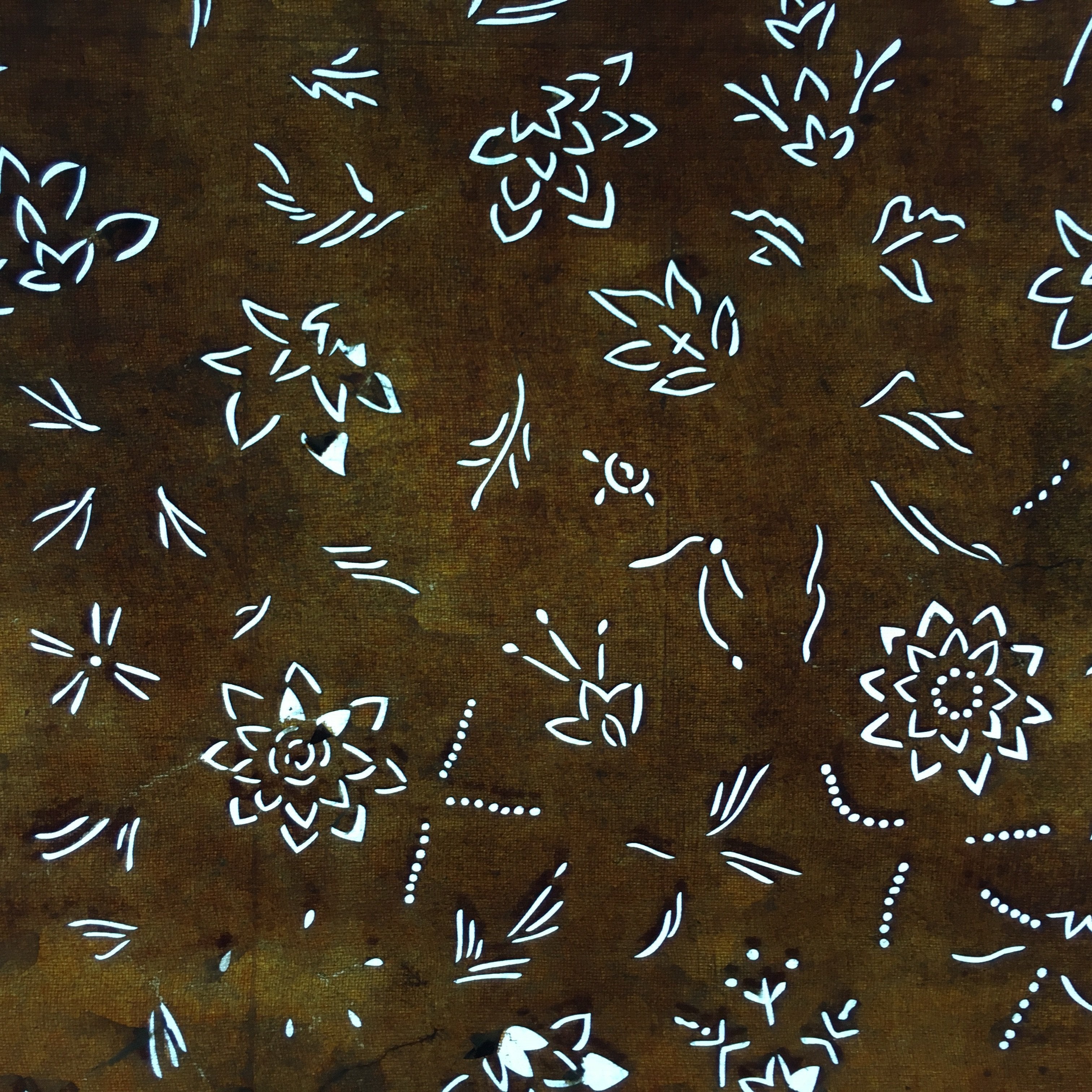 Antique Japanese Katagami Kimono Stencil Katazome Meiji Floral Design 4Y169