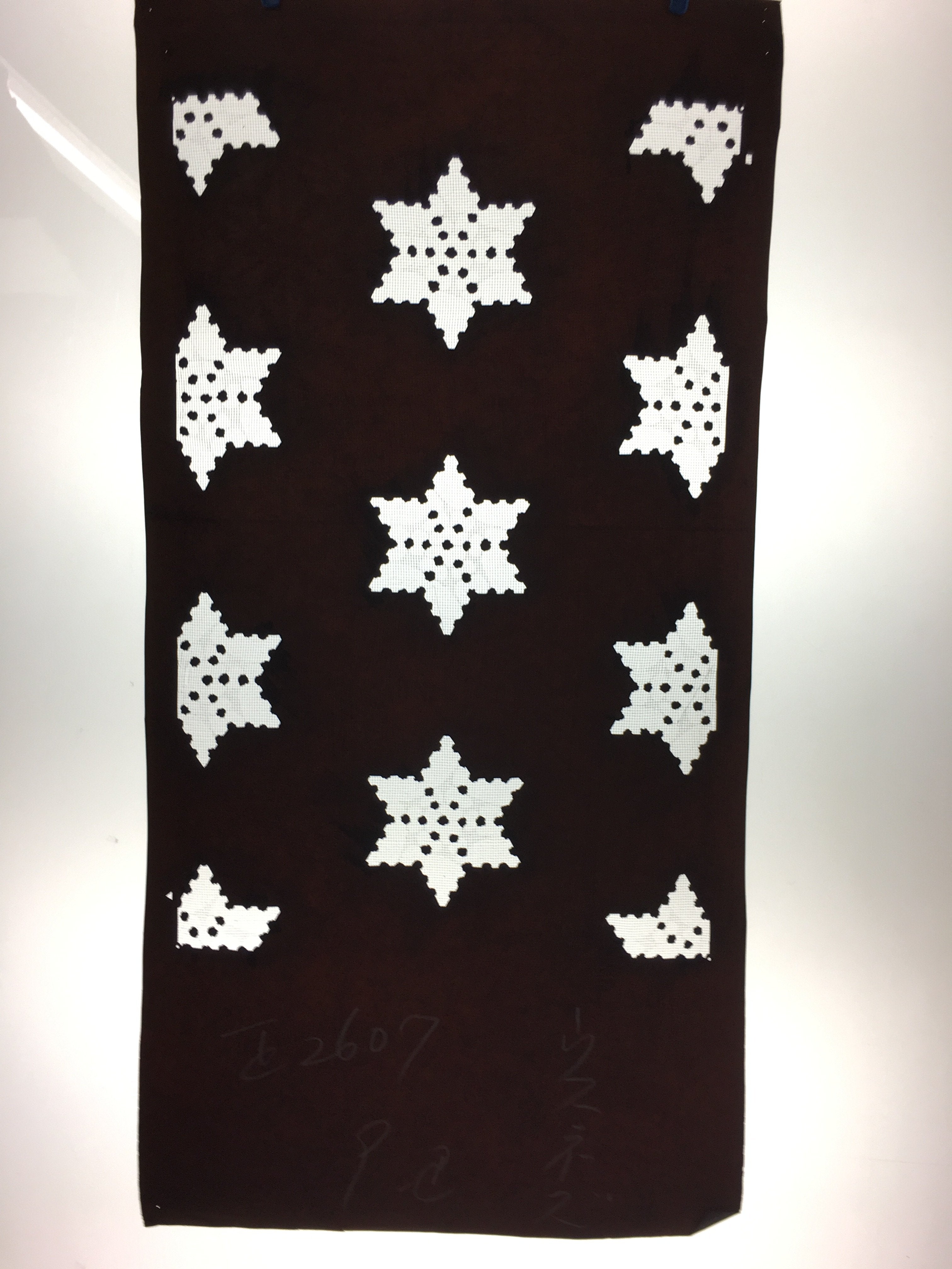 Antique Japanese Katagami Kimono Stencil Katazome Meiji Snow Crystal Star C353